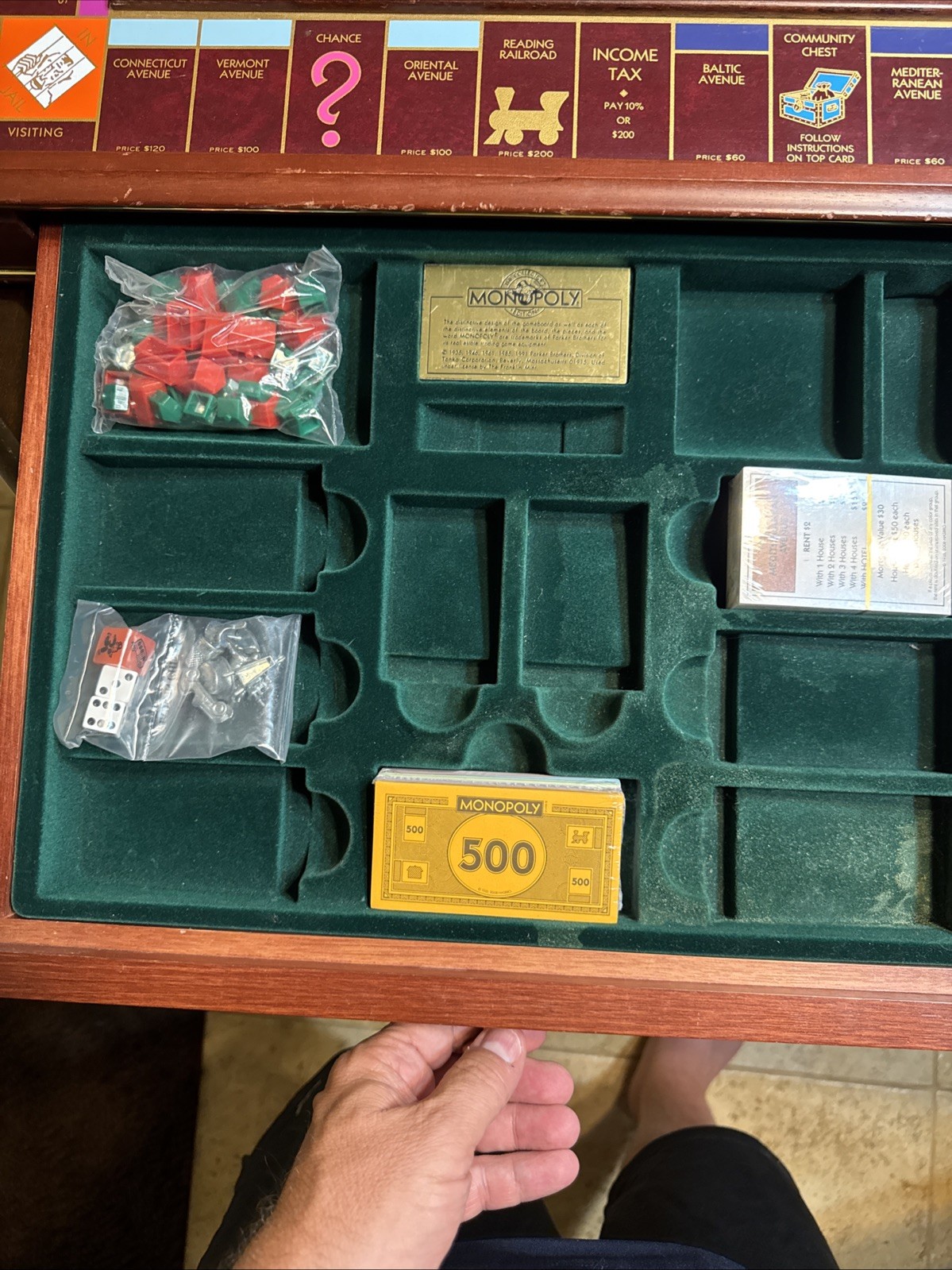 Monopoly Collector’s Edition Franklin Mint Wood Game Board w/ Standard Pieces