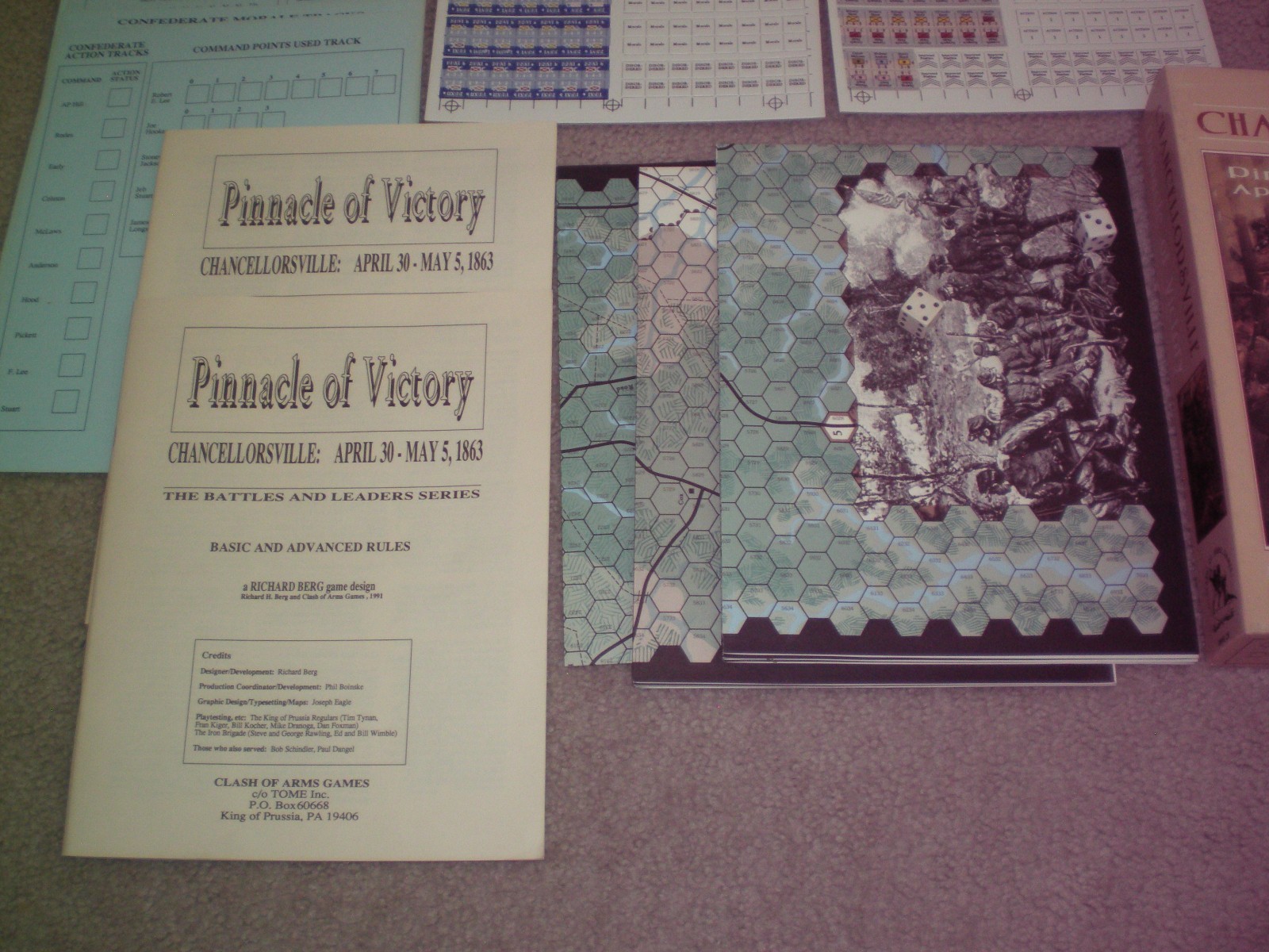 Chancellorsville by Clash of Arms Games & Richard Berg War Game Board Unpunched