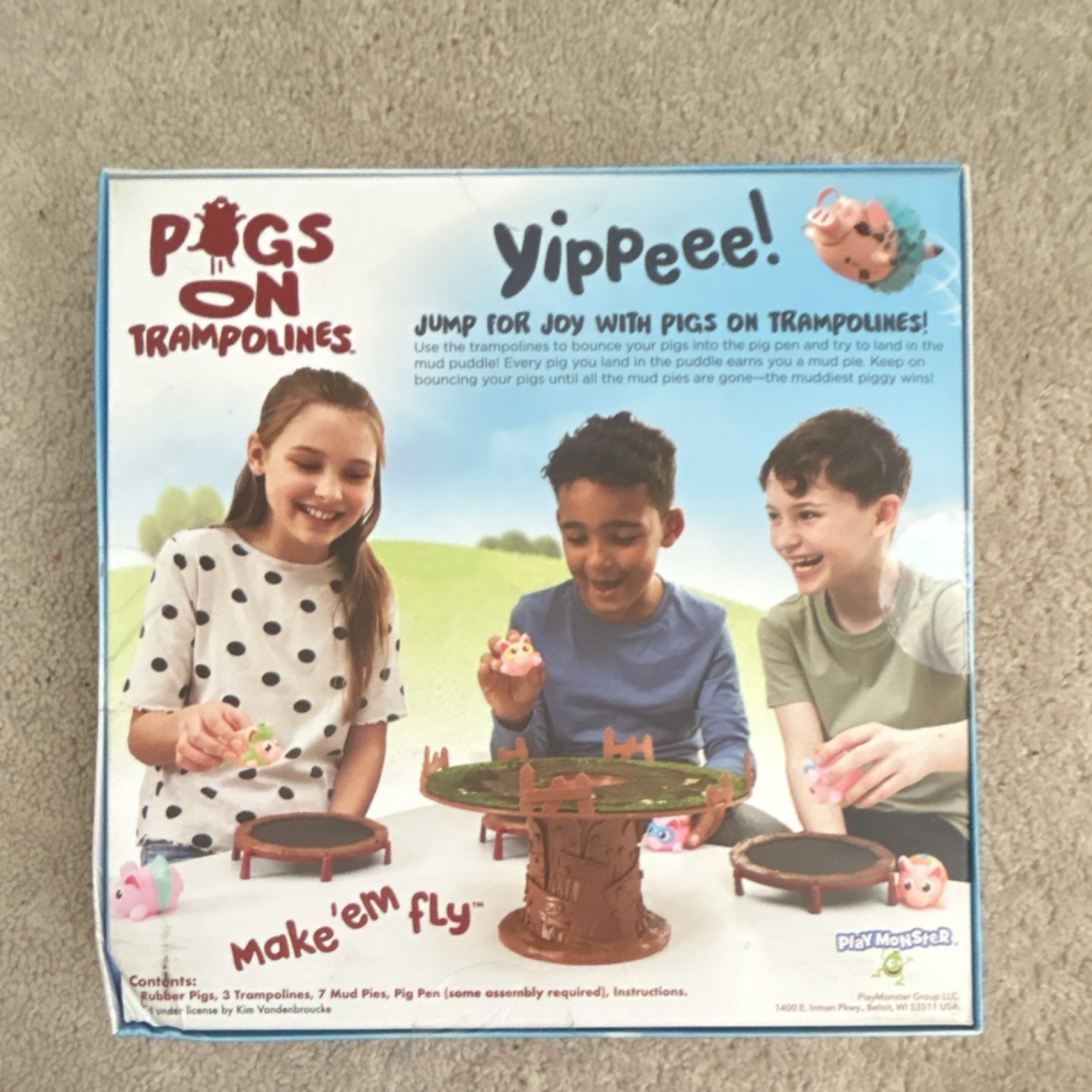 PlayMonster Pigs on Trampolines Board Game Rubber Pigs Trampolines Ages 6+