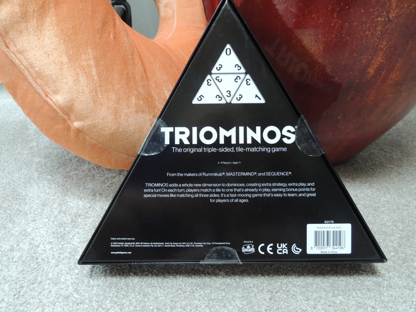 Triominos Original Triangular Tile Matching Game, 2-4 Players New w/Corner Ding