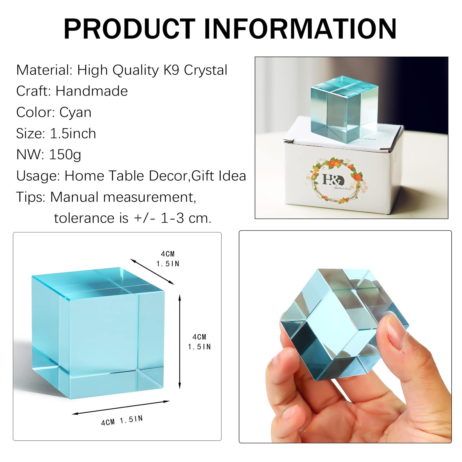 QFkris K9 Crystal Optical 1.5 inches x x inches, Sky Blue