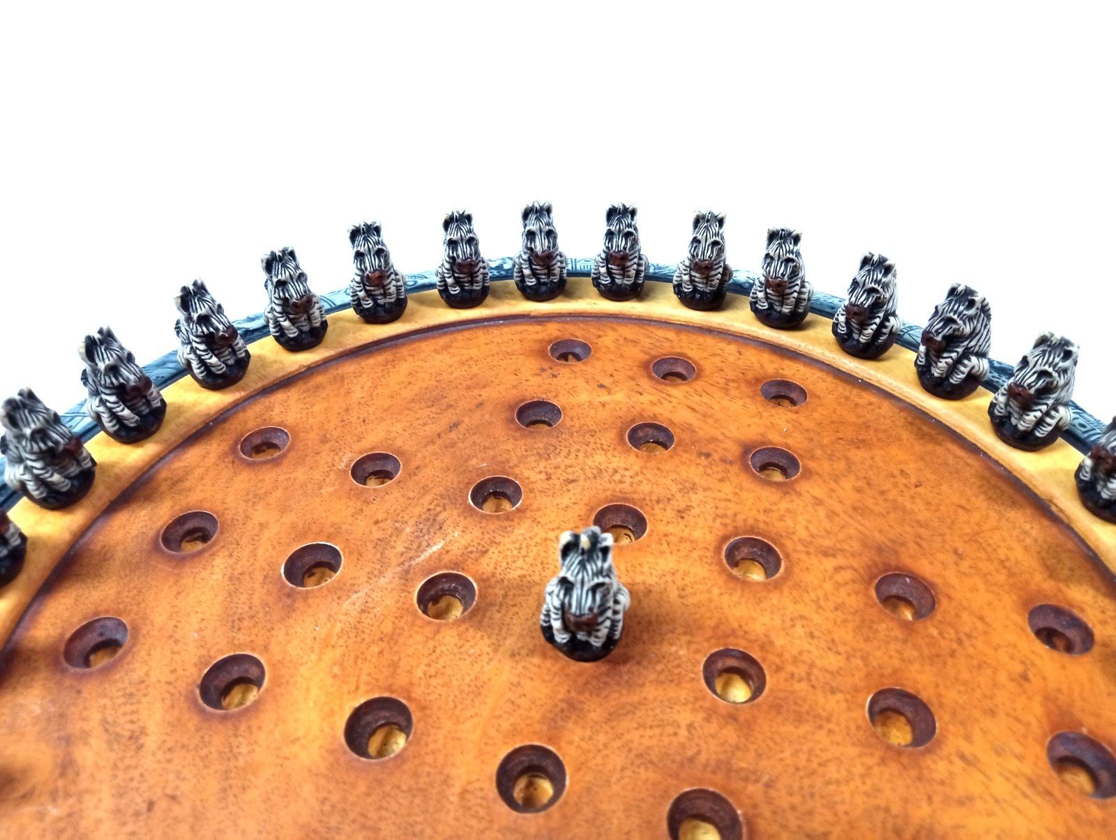 African Zebra Solitaire 11” Round Peg Game Kumbala Africa