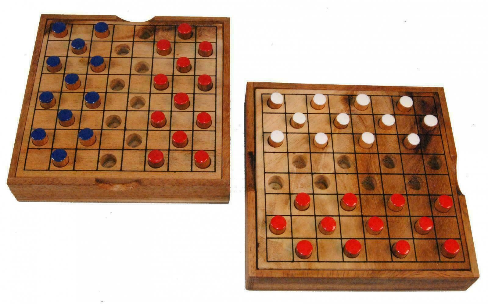Ethical Thai Wooden Draughts Checkers Strategy Board Game Brain Teaser 14x14cm