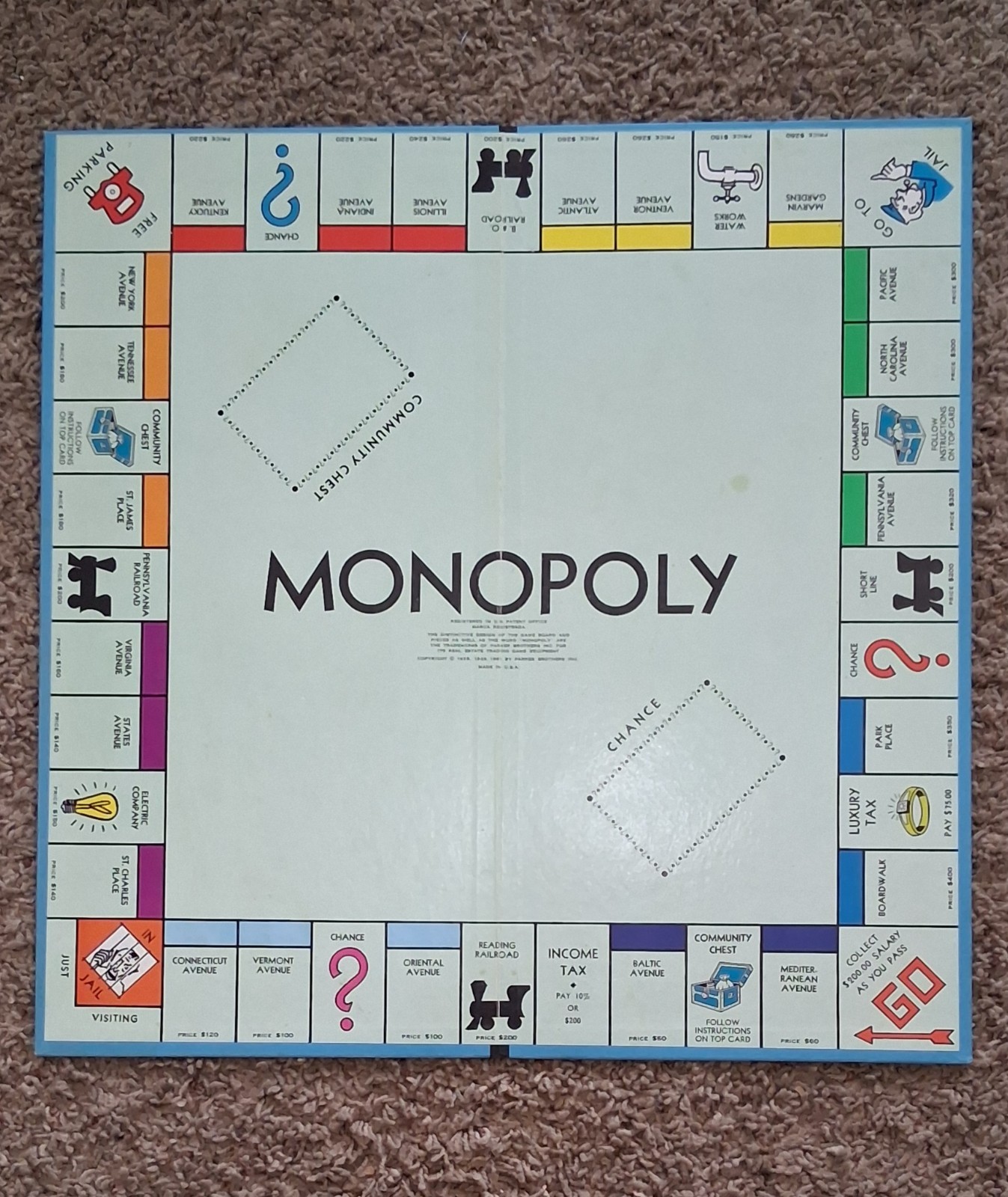 VINTAGE 1961 MONOPOLY GAME PARKER BROTHERS USA REAL ESTATE TRADING COMPLETE
