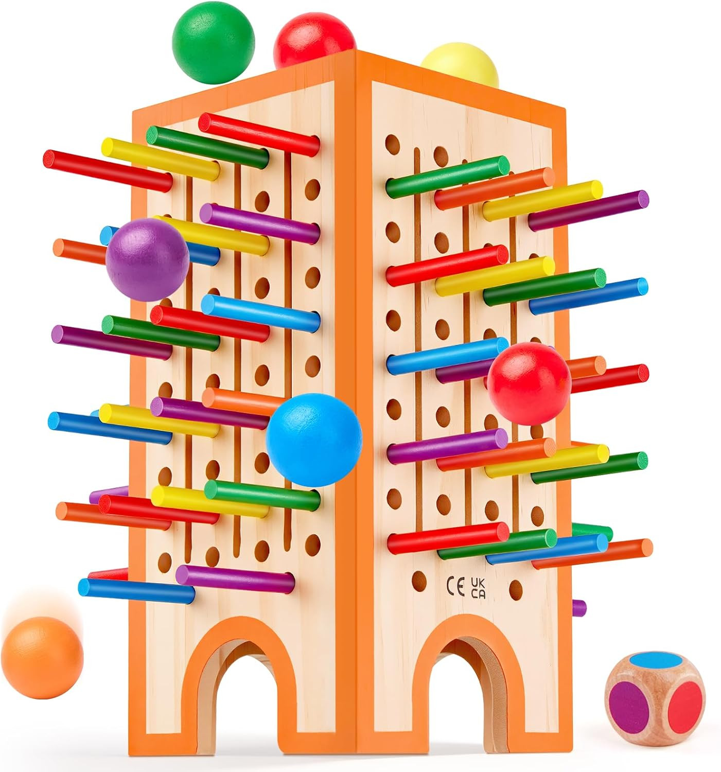 Montessori Board Game for Kids 4-6, 42 Colorful Wooden Sticks Dice Game with 12