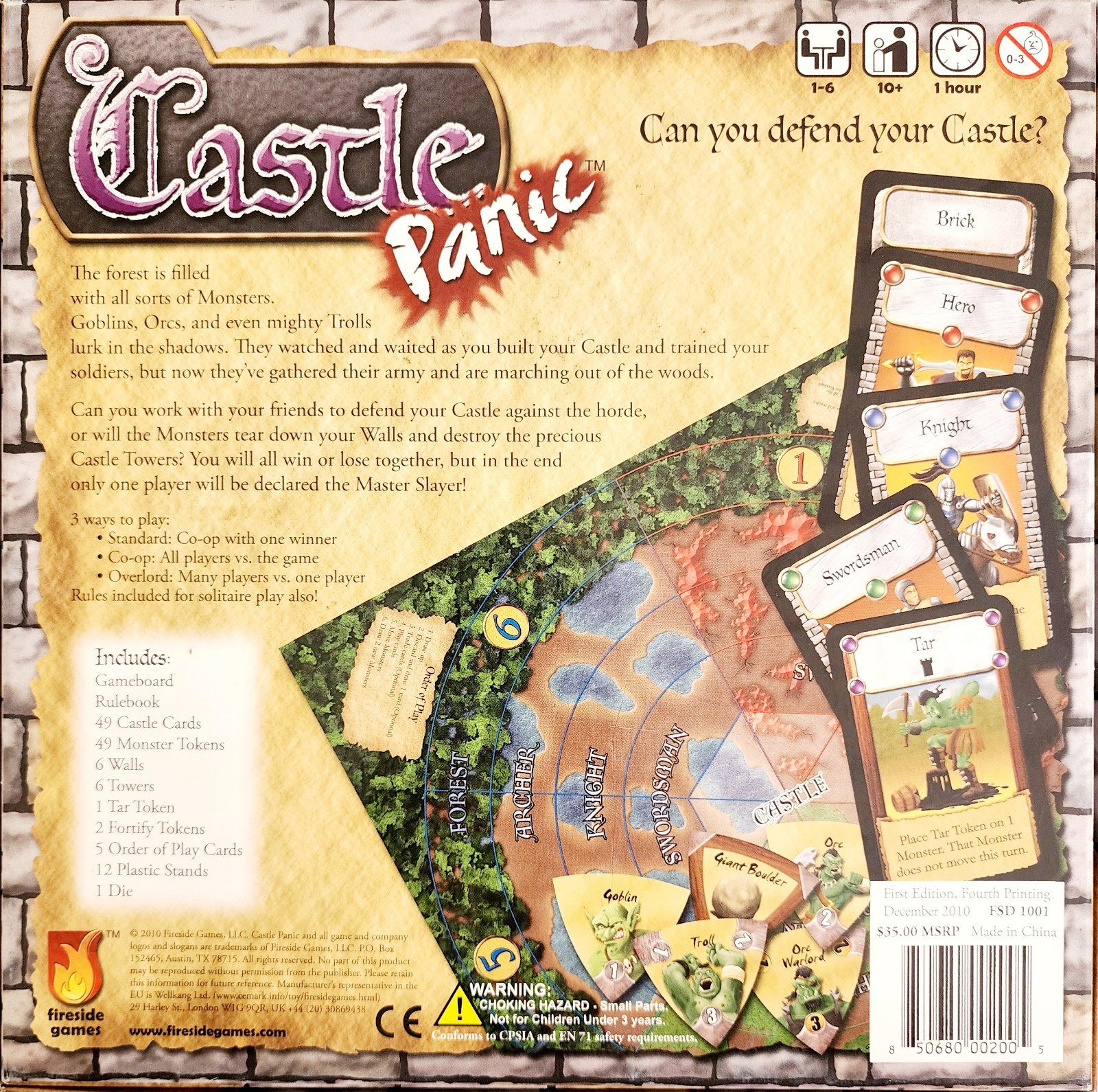 2010 Castle Panic Fireside Games RPG Board Game Complete Origins Nominee INVRM