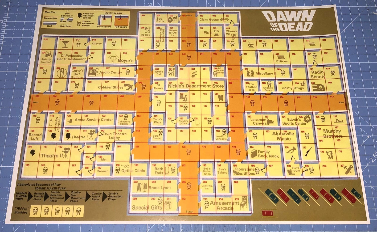 Dawn of the Dead, complete game, remake of SPI, Zombie Apocalypse, 100 counters