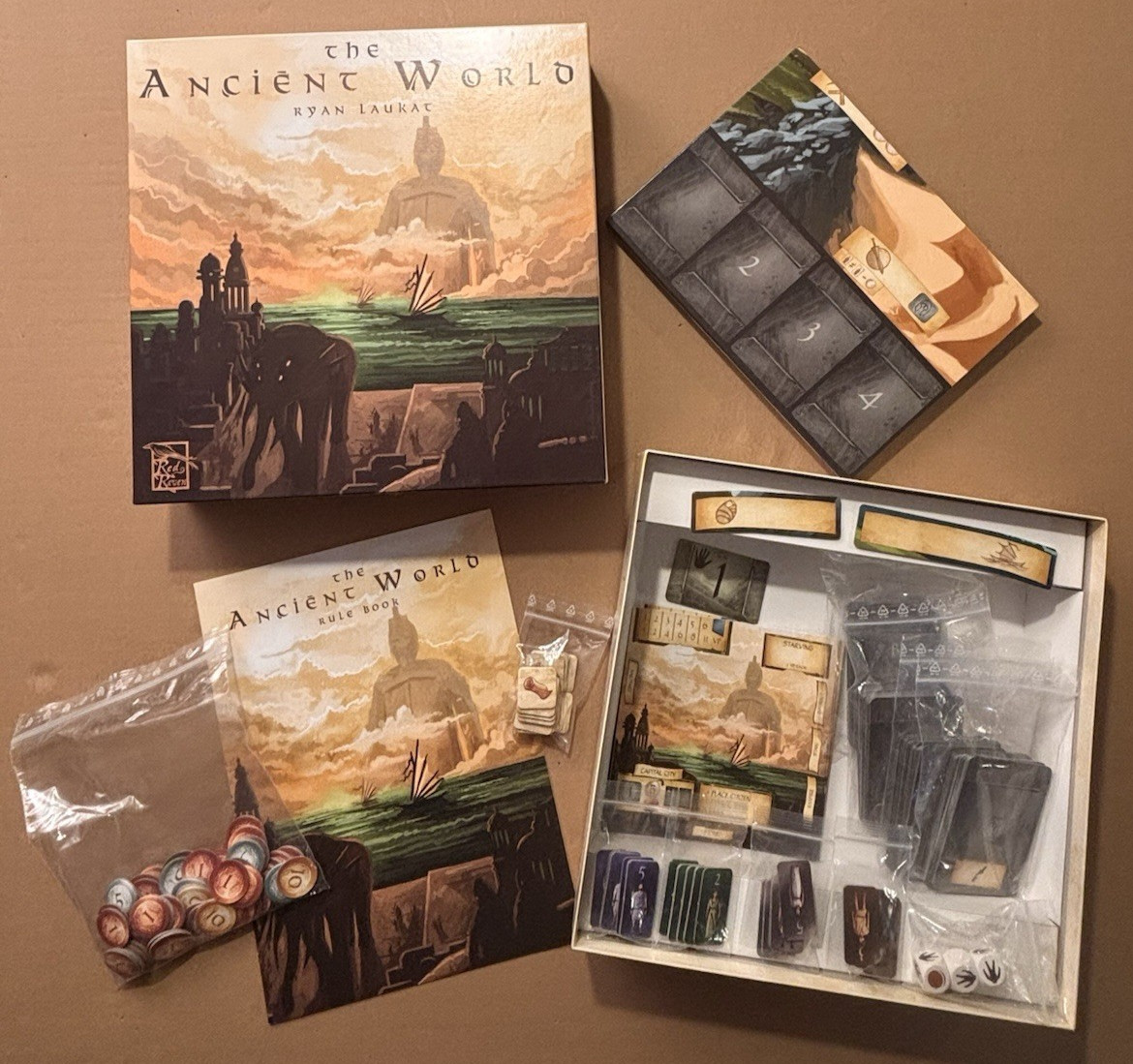 2014 Red Raven Games The Ancient World Board Game – Complete – Made in Germany