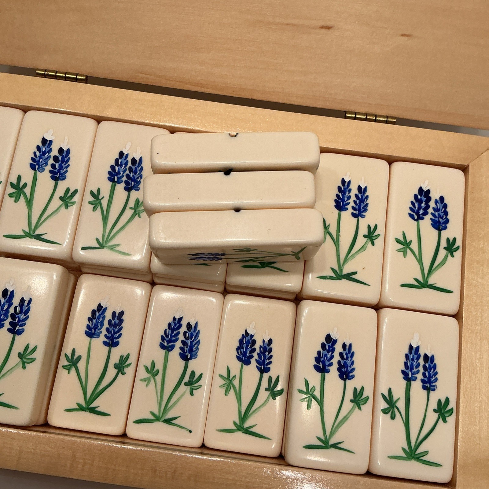 HANDPAINTED TEXAS BLUEBONNETS Extra Thick DOMINOES Texas Imagineering