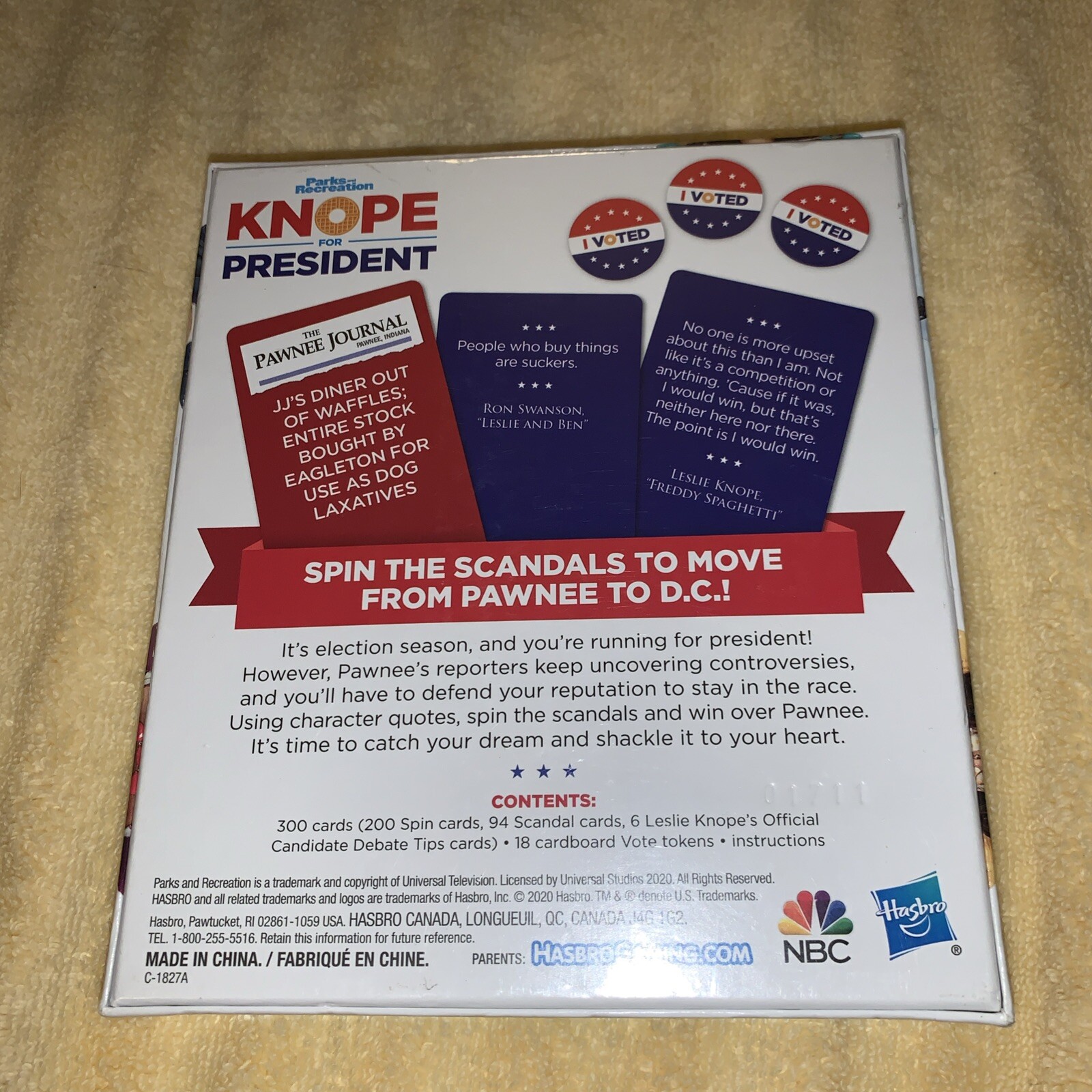 Parks & Recreation KNOPE FOR PRESIDENT Party Game Hasbro 2020 Amy Poehler