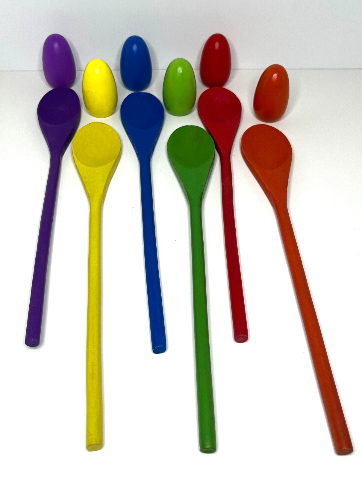 Colorful Easter Egg and Wood Spoon Game, set of 6