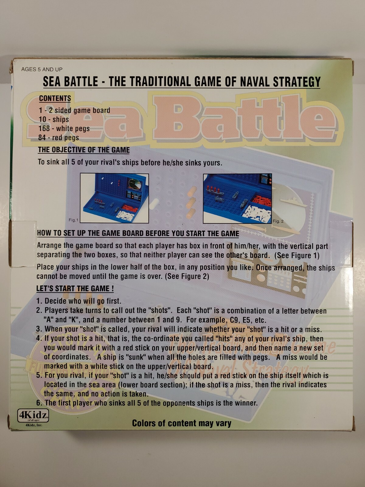 Sea Battle 2000 4Kidz Travel Battleship Navel Strategy Car Game NOB