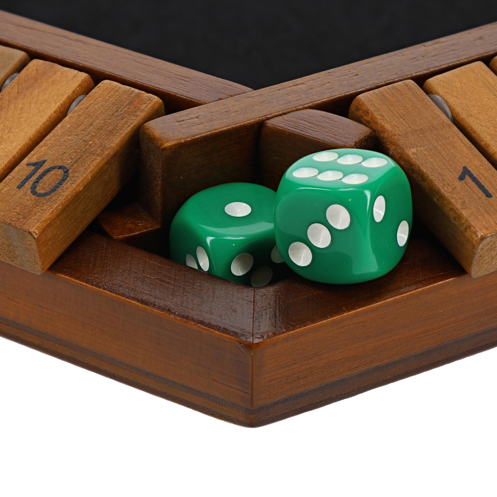 Pacific Shore Games 6 Player Shut The Box Dice Game,Walnut Stained Wood, Large