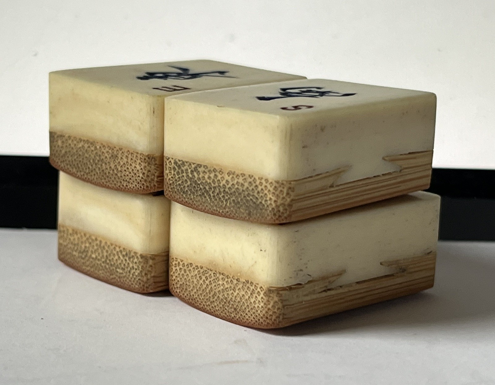 lot 4 Quality Vtg 1920s Mahjong Bone/Bamboo Replacement Tiles N E W S thick bone
