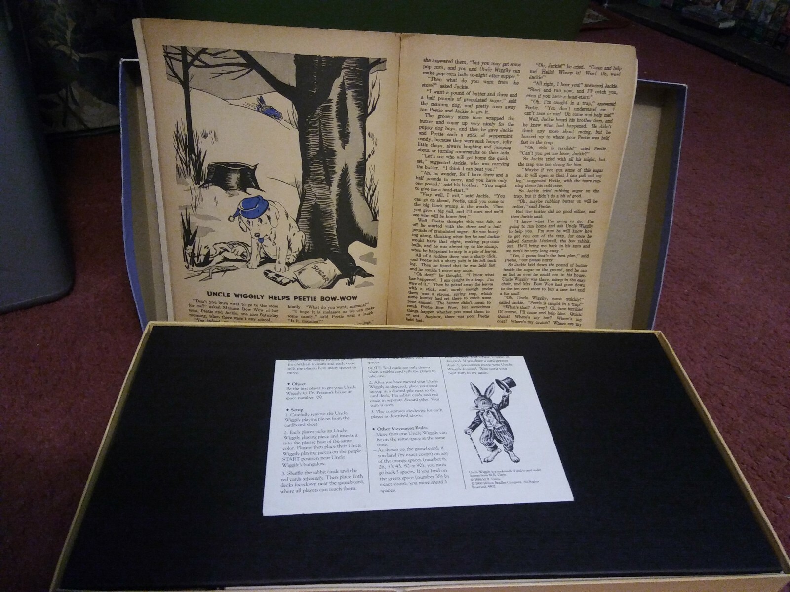 UNCLE WIGGILY BOARD GAME VTGE 1988 MB COMPLETE & 1946 Book/Baker Cat