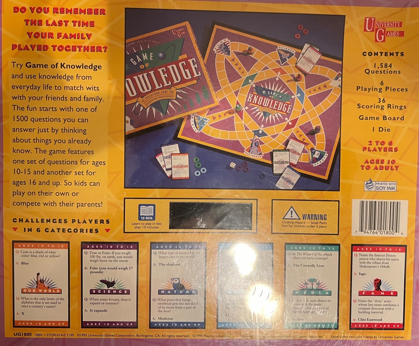 Game Of Knowledge Educational Game 2 or More Players Ages 10 To Adult