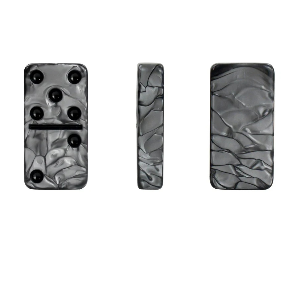 Dominos Set for Adluts Double 6 Jumbo Domino Set 28 Thick Marbleized Black …