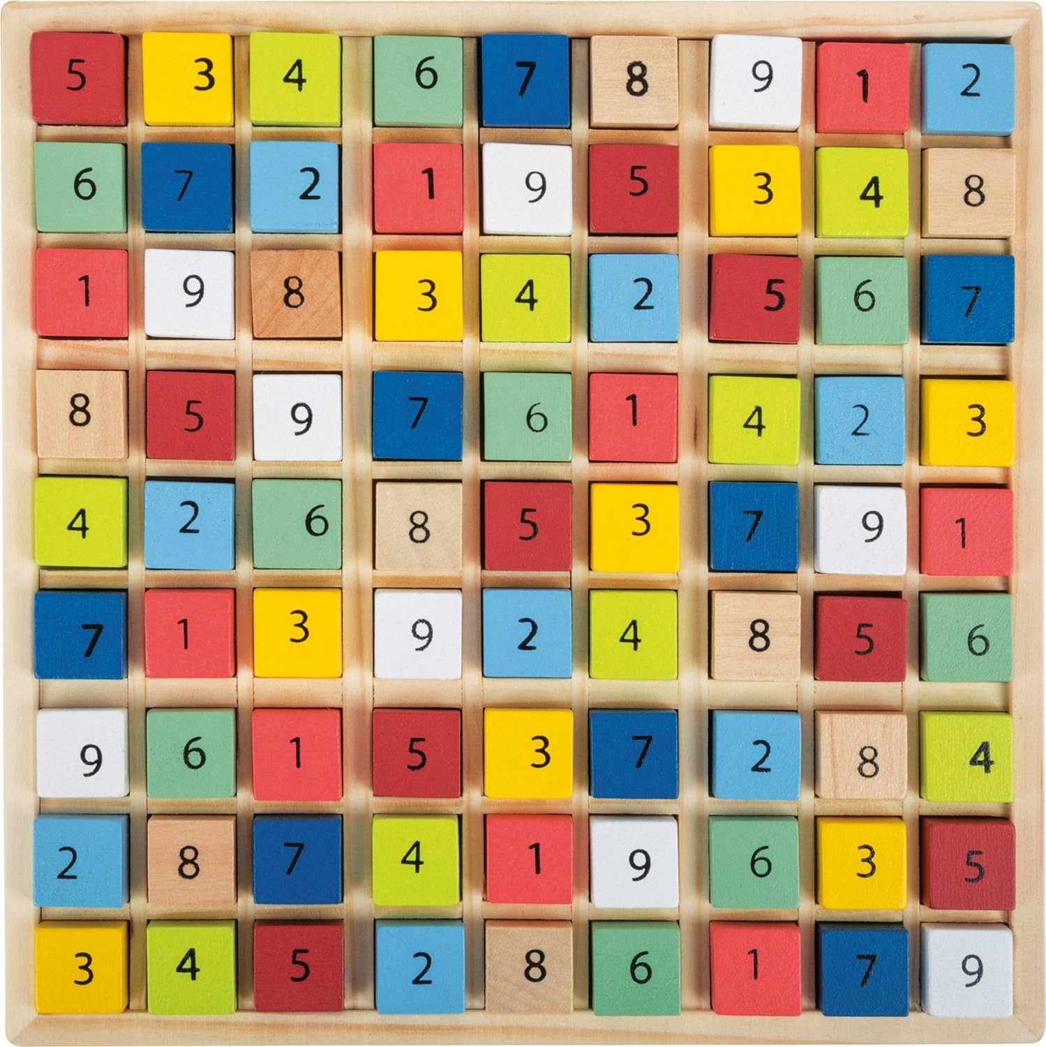 small foot 11164 Colourful Sudoku “Educate” made of wood, with 81 number cubes i