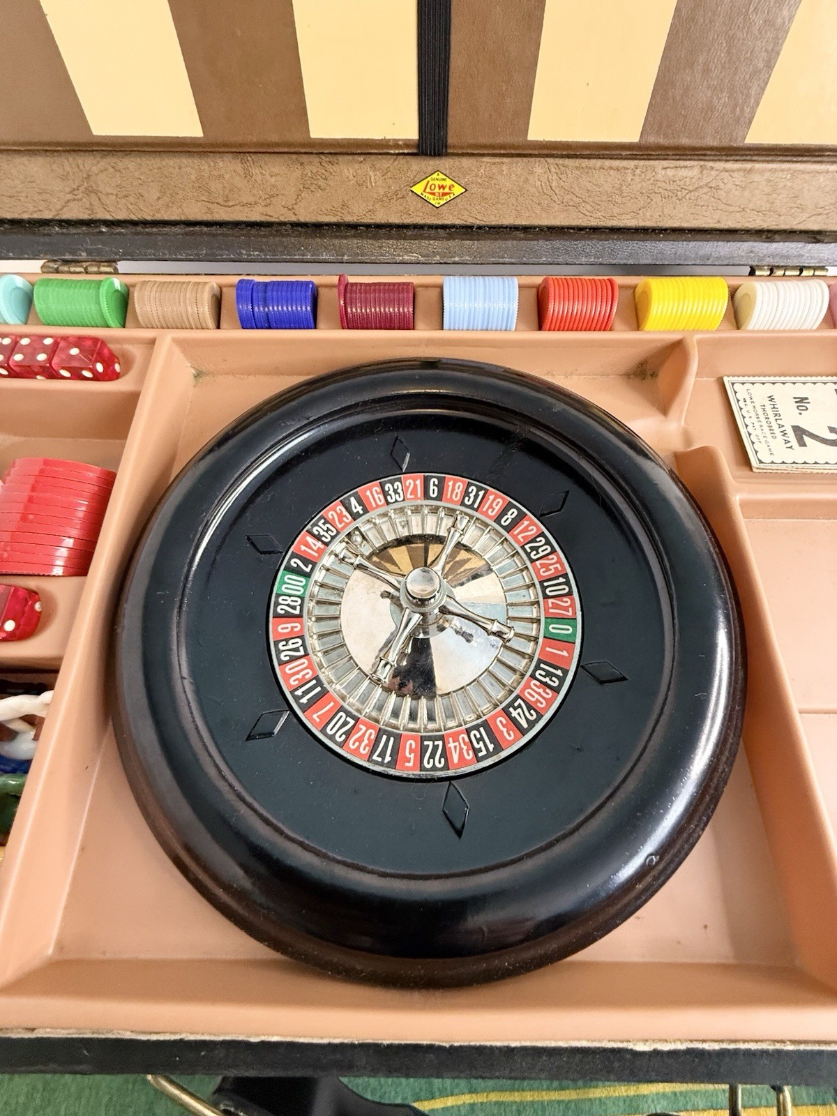 1944 E.S. Lowe Family Fun Board Gambling Casino Games Set Suitcase INCOMPLETE