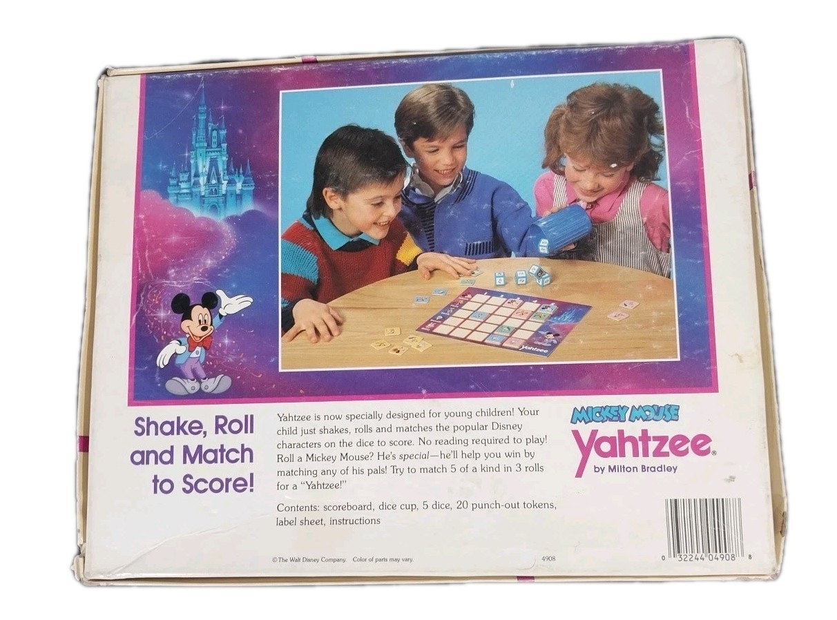 Vintage Mickey Mouse Yahtzee Game 1988 Milton Bradley Disney 4908 COMPLETE