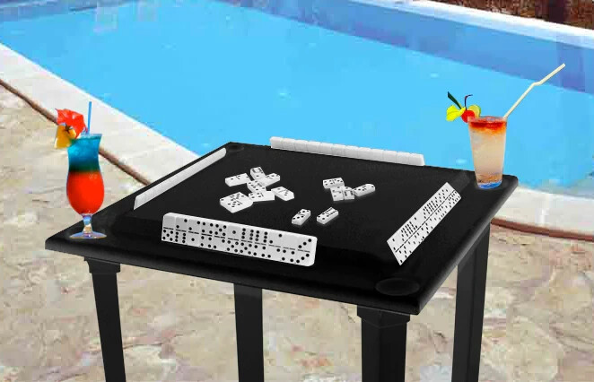 Bene Casa waterproof plastic game table w/ tile rack, removable legs, Black