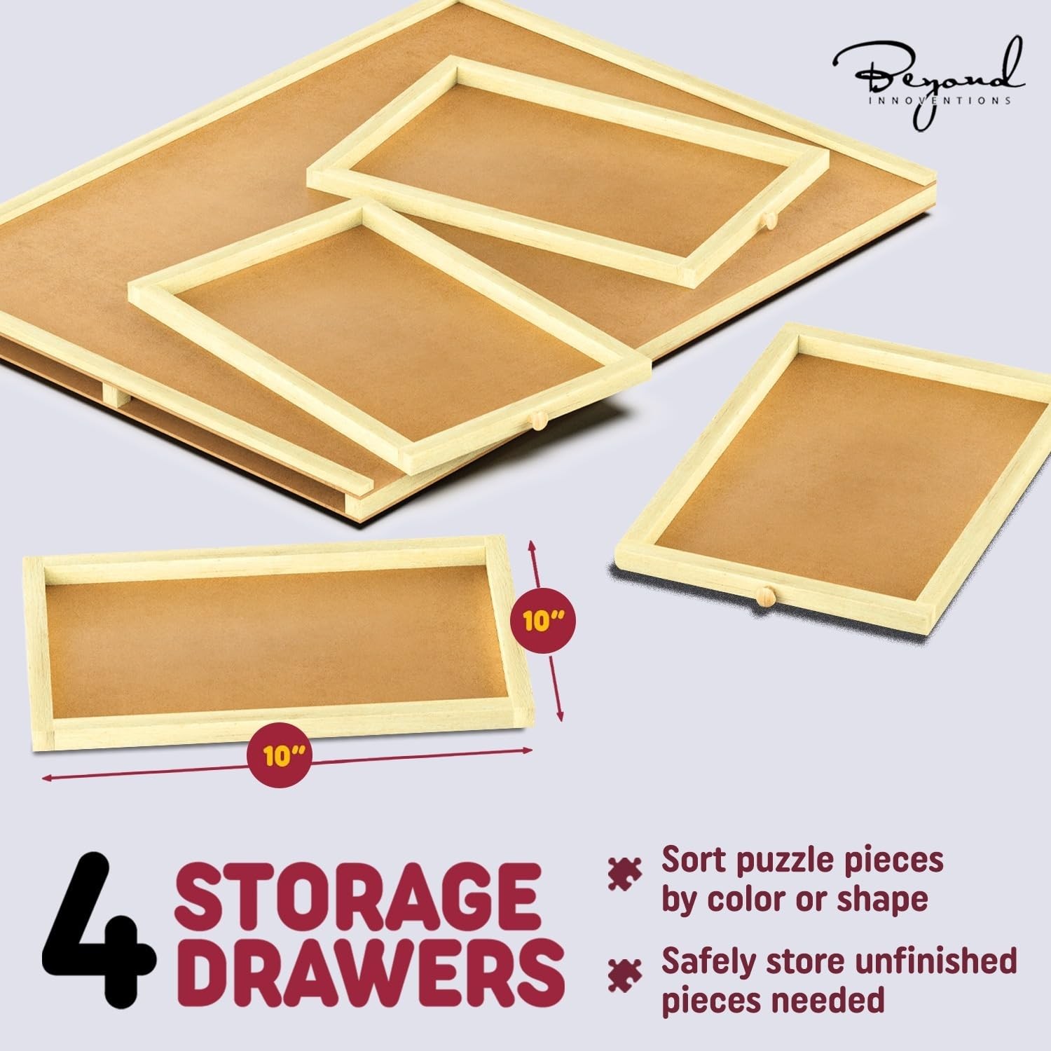 Puzzle Board 1000 Piece Rotating Wooden Jigsaw 30 X 22 BI-128 Portable Drawers