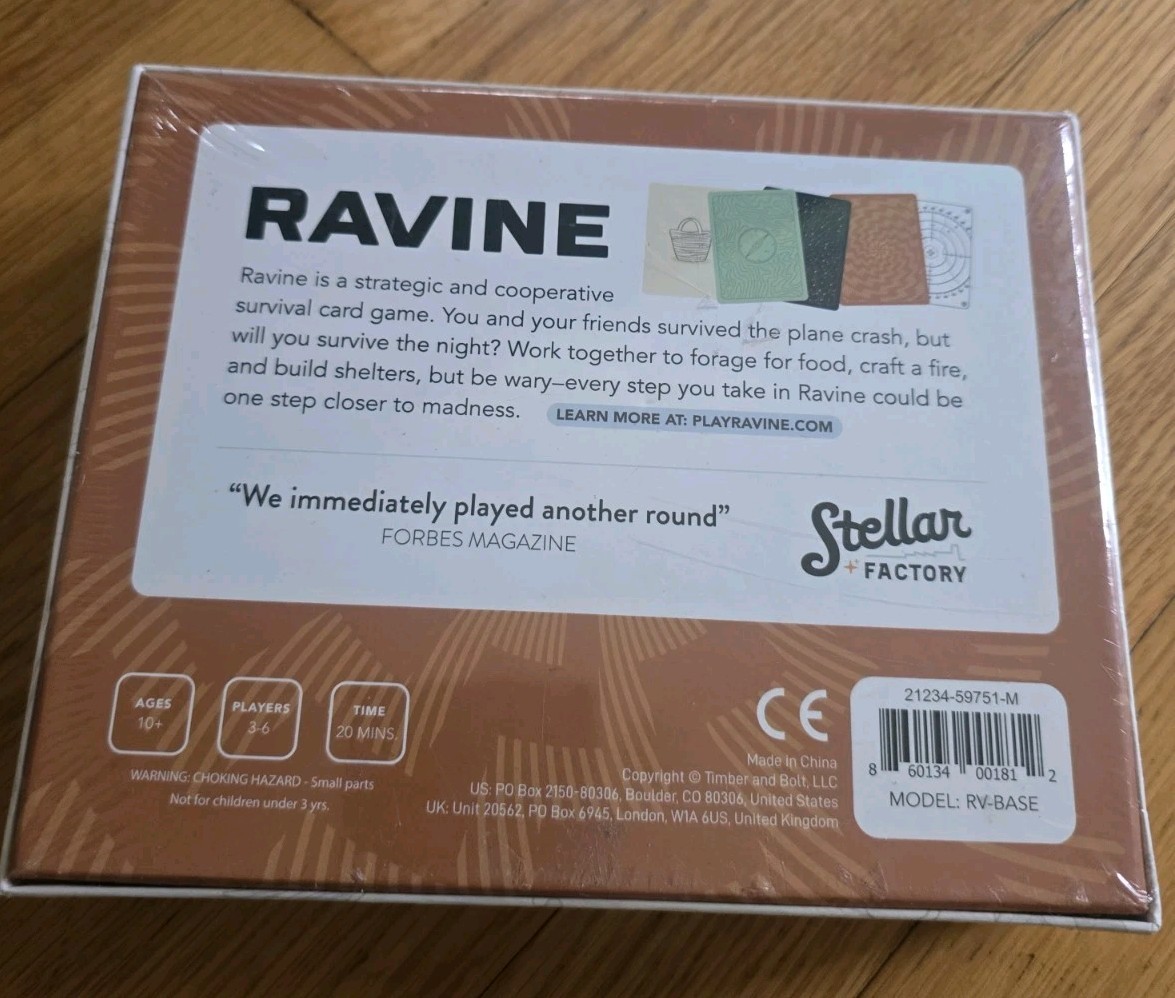 RAVINE A Crafty and Cooperative Card Game By Stellar Factory 3-6 Players – NEW
