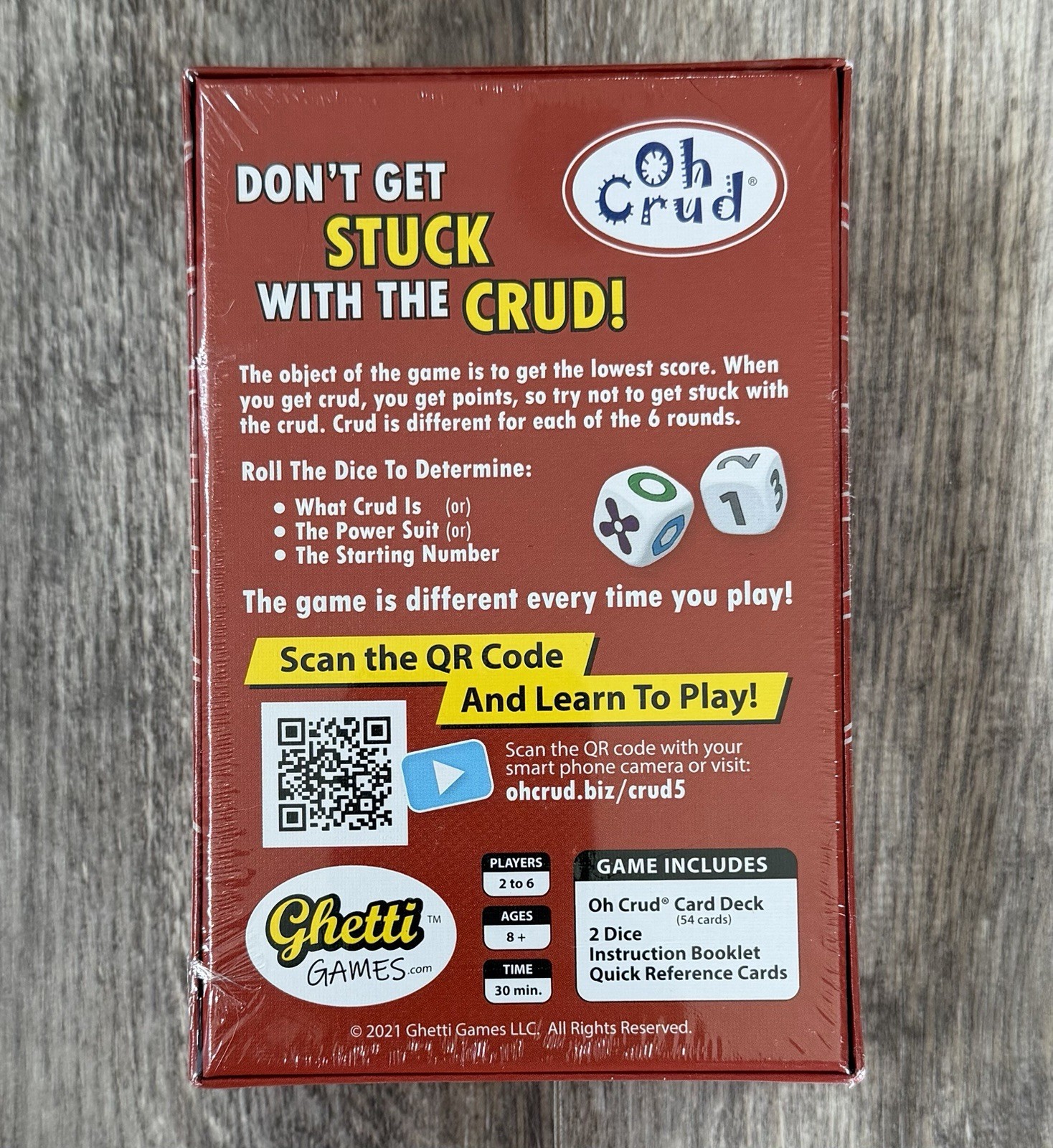 Oh Crud Card & Dice Game for 2 to 6 Players, by Ghetti Games, Strategy, NEW!