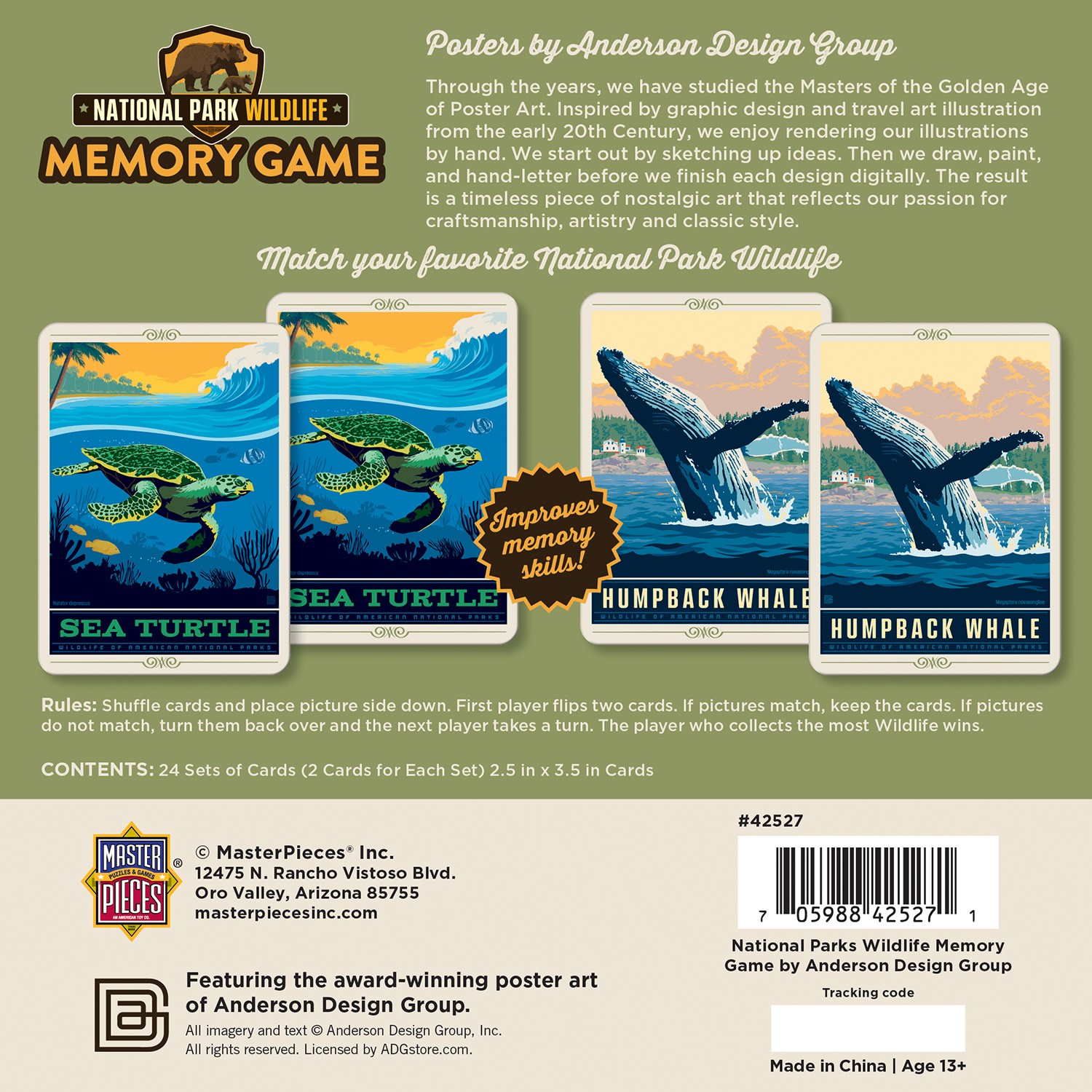 MasterPieces – National Parks Wildlife Officially Licensed Memory Game