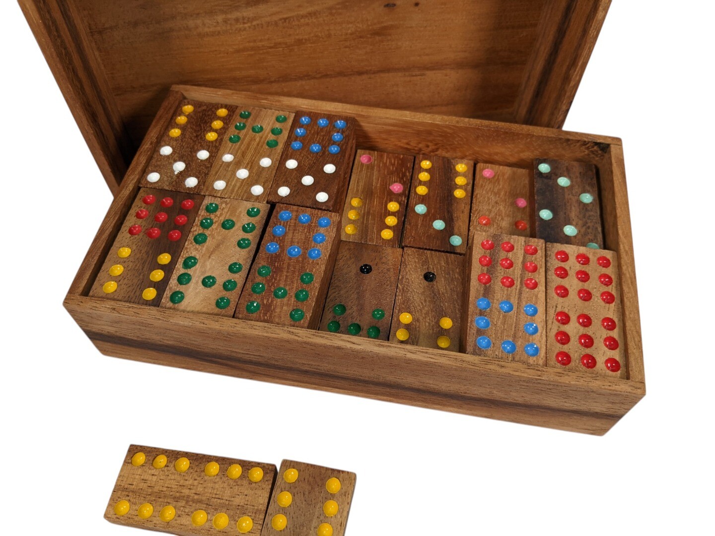 Wooden Double 9 Dominoes – 56 Piece Set, Handmade in Thailand