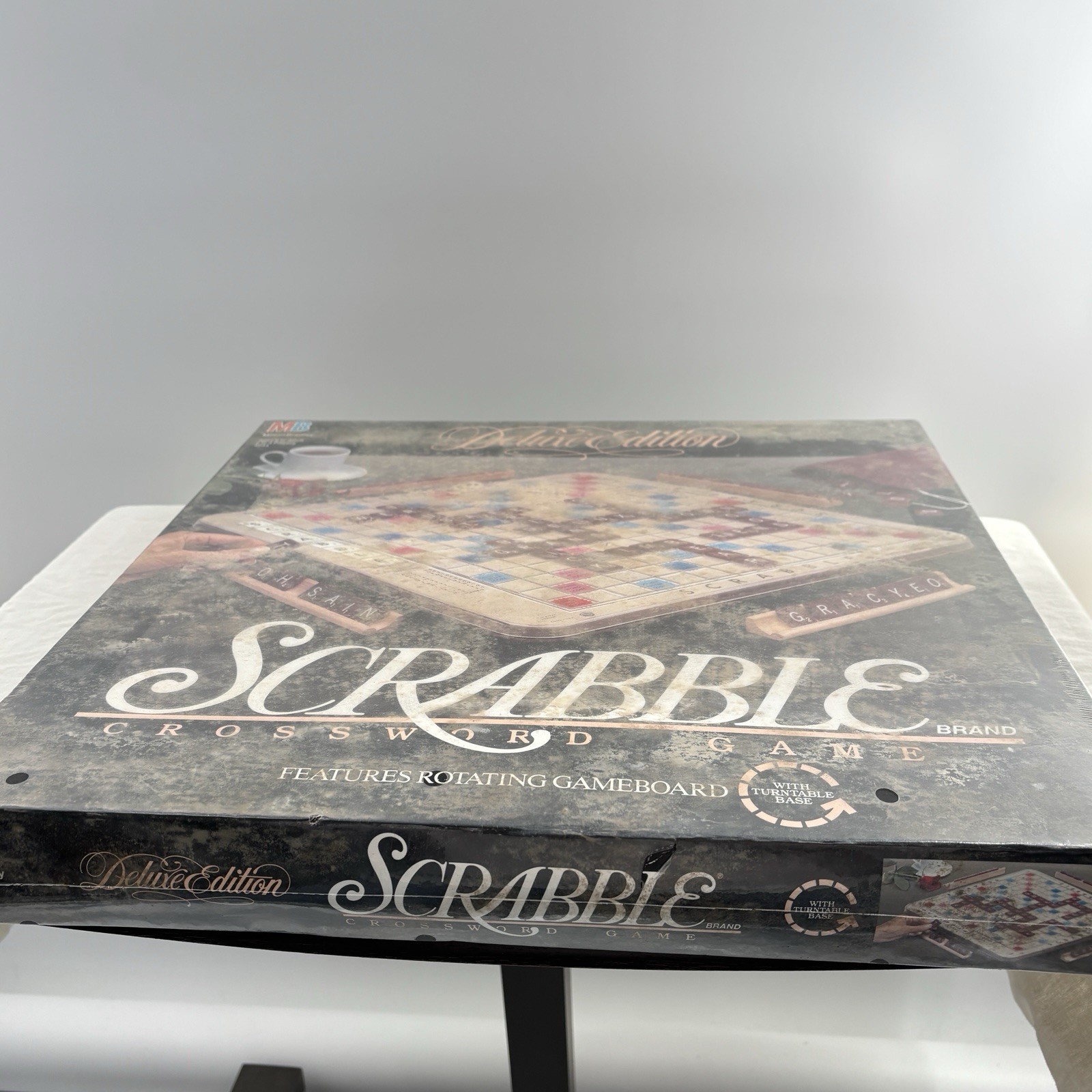 1989 Scrabble Deluxe Edition Rotating Board Milton Bradley 4034 VTG New READ