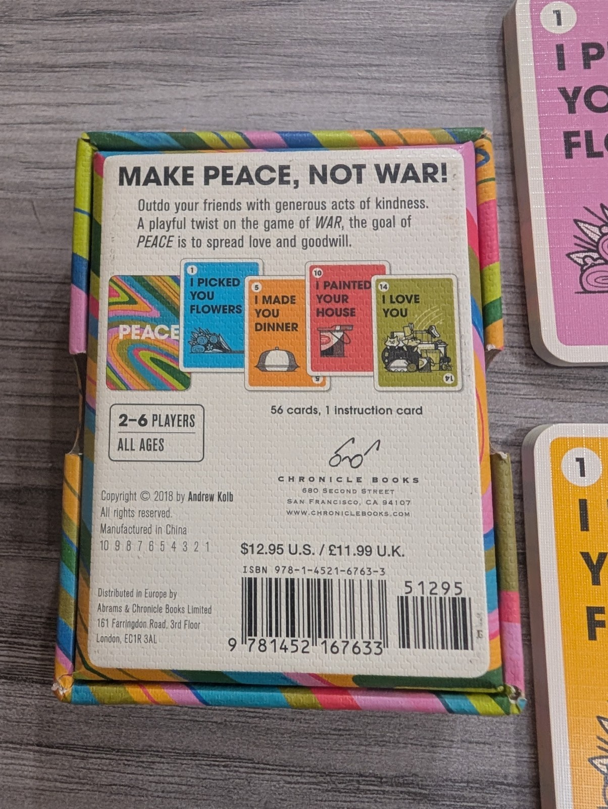 Peace – A Card Game -Andrew Kolb Excellent Condition Complete With Instructions