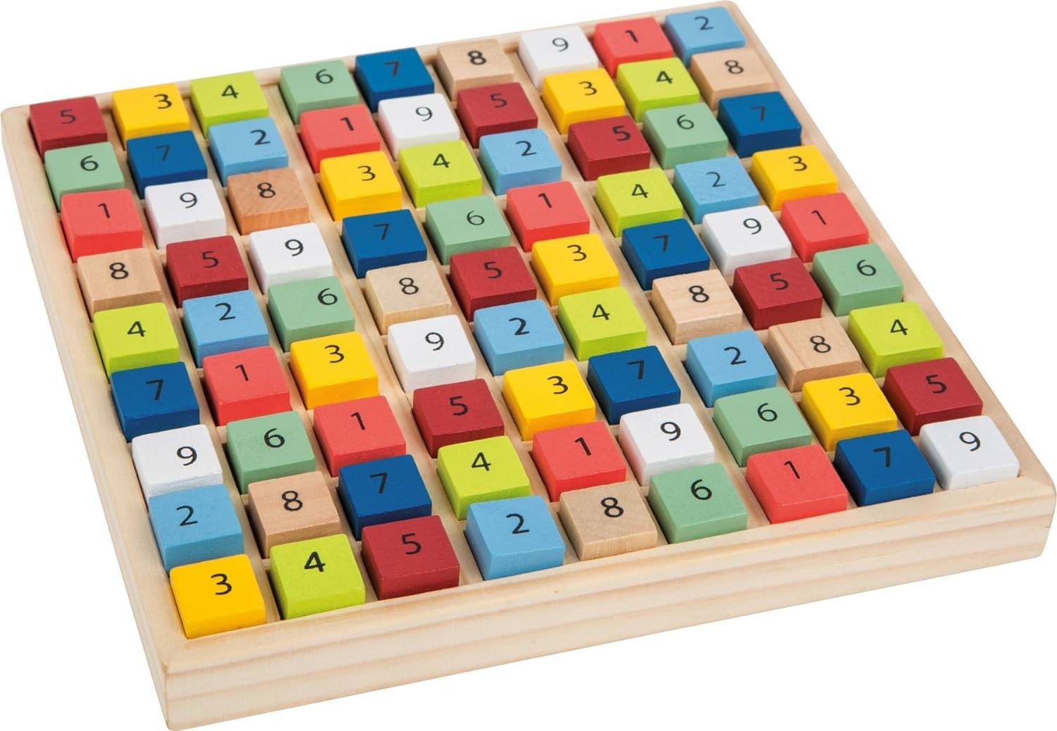 small foot 11164 Colourful Sudoku “Educate” made of wood, with 81 number cubes i