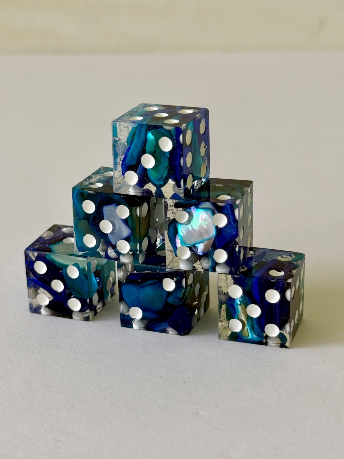 Resin Dice Set 6pcs – Beach Pebbles – Handmade Replacement Dice Games Casino