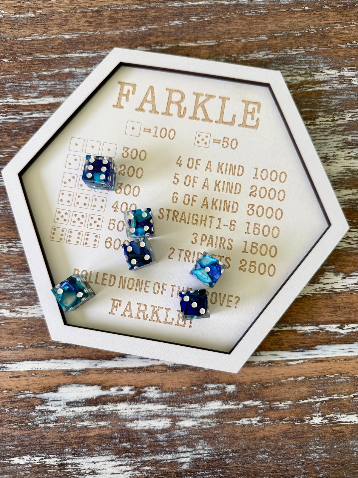 Resin Dice Set 6pcs – Beach Pebbles – Handmade Replacement Dice Games Casino