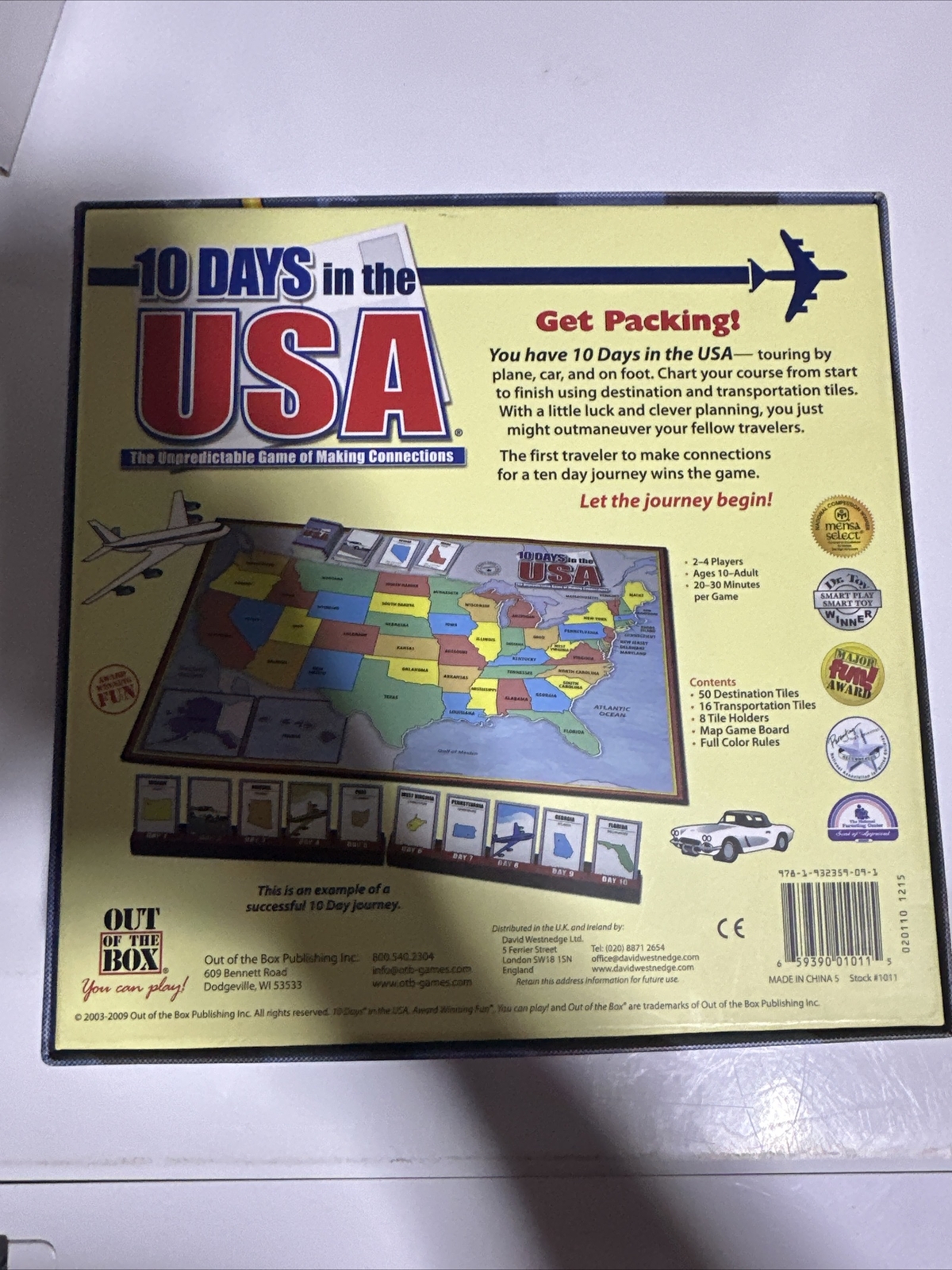 Vintage 10 Days In The USA (1st Ed) “Out Of The Box” Board Game Complete