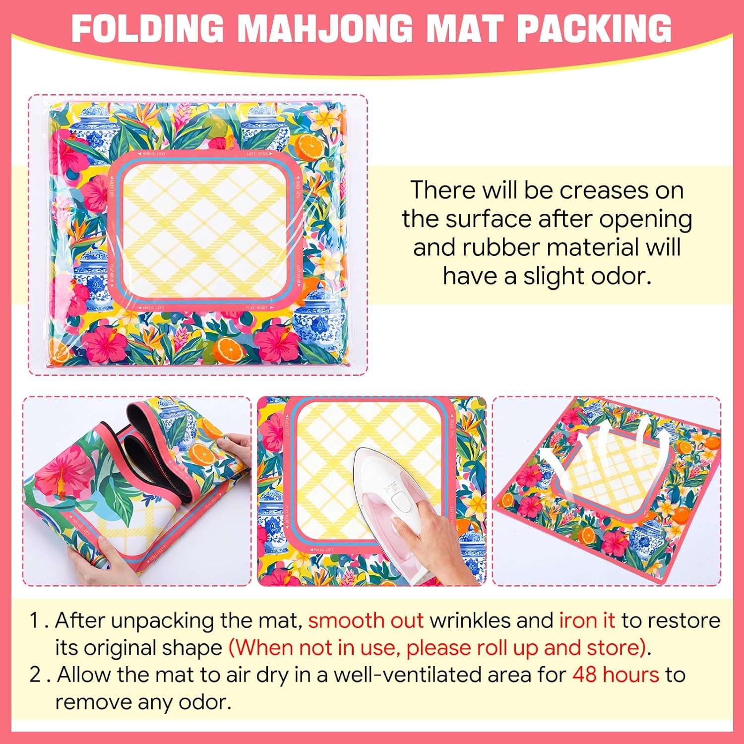 Drydiet Yellow Lemon Mahjong Mat for Table 31.5 x 31.5 Inch American Mahjong Mat