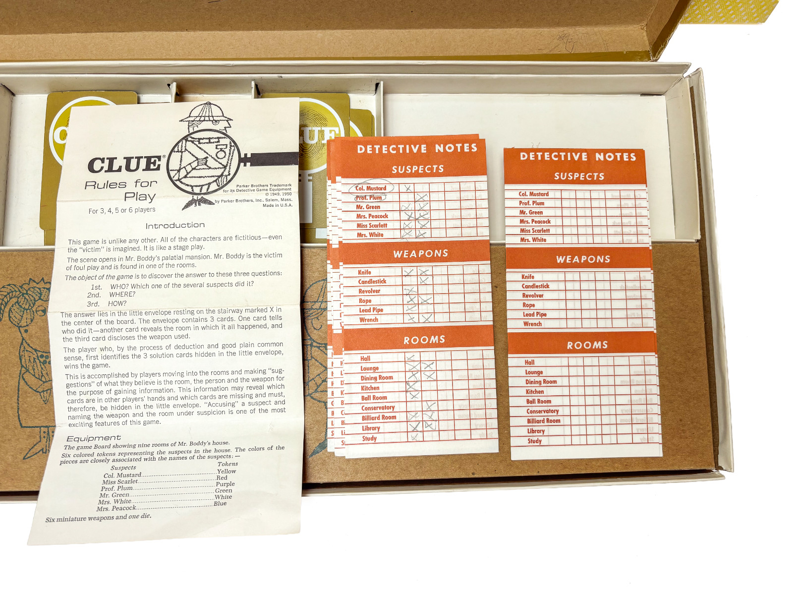 VINTAGE 1963 Parker Brothers Clue Board Game COMPLETE