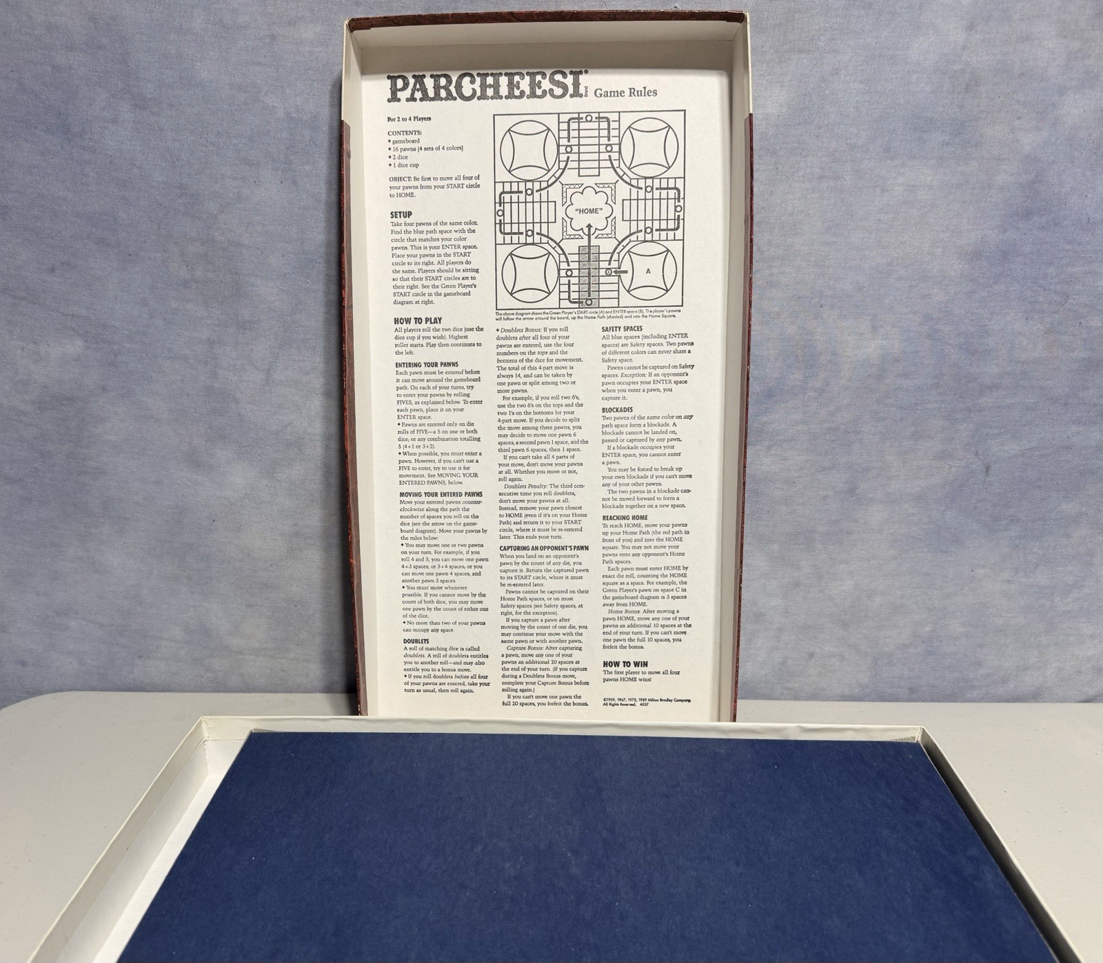 Parcheesi Board Game 100% Complete by Milton Bradley 1989 Royal Game of India.
