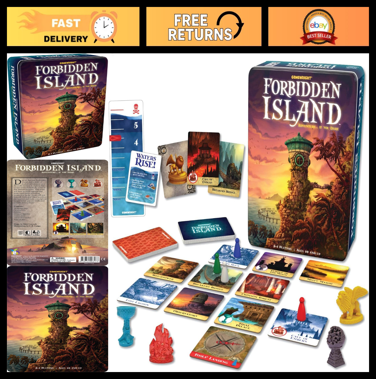 Cooperative Strategy Survival Board Game – Forbidden Island, 2-4 Players, Fun Fa
