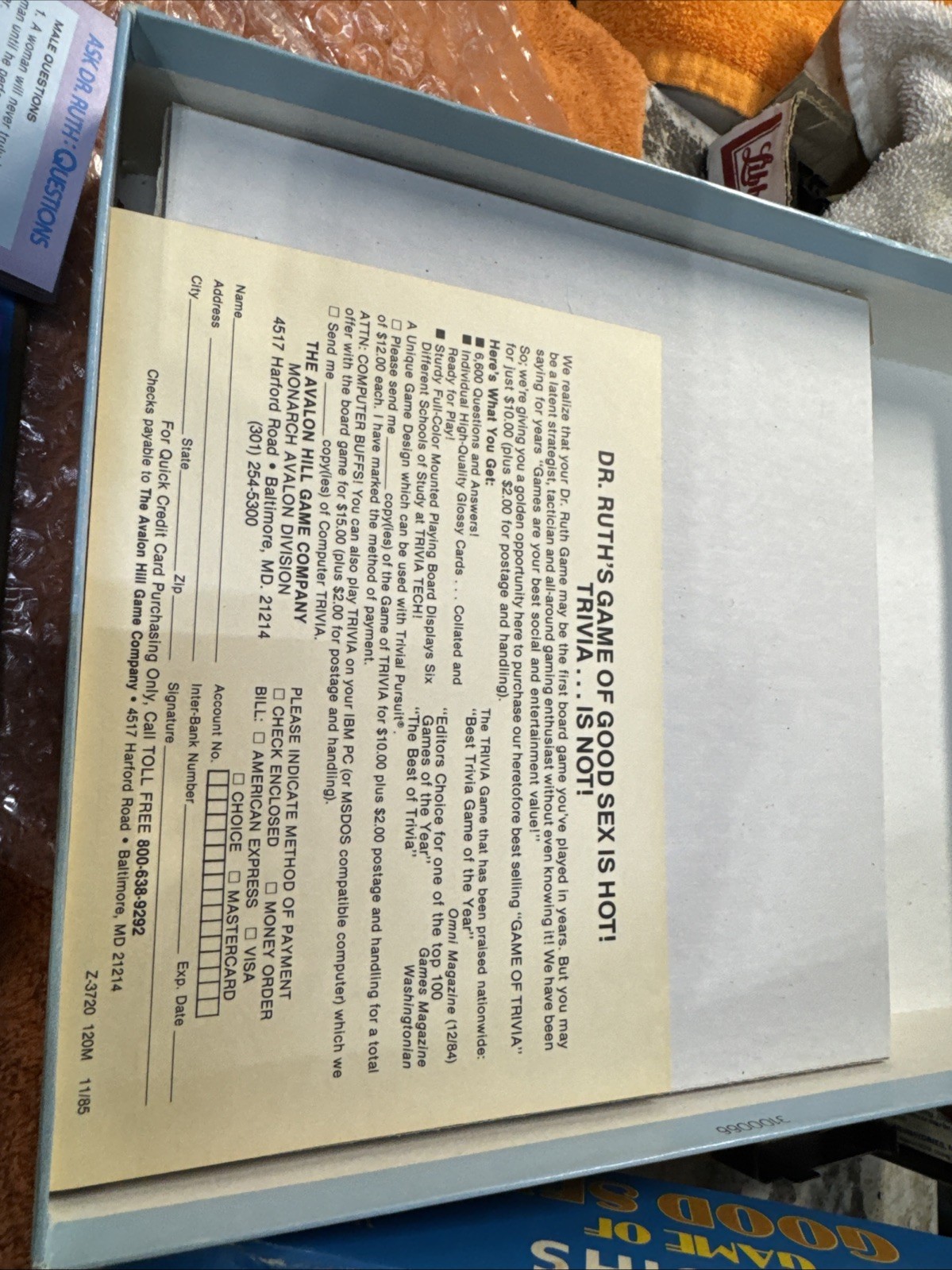 Dr Ruth’s Game Of Good Sex 1985 Vintage For 1-2 Couples Great Condition Complete