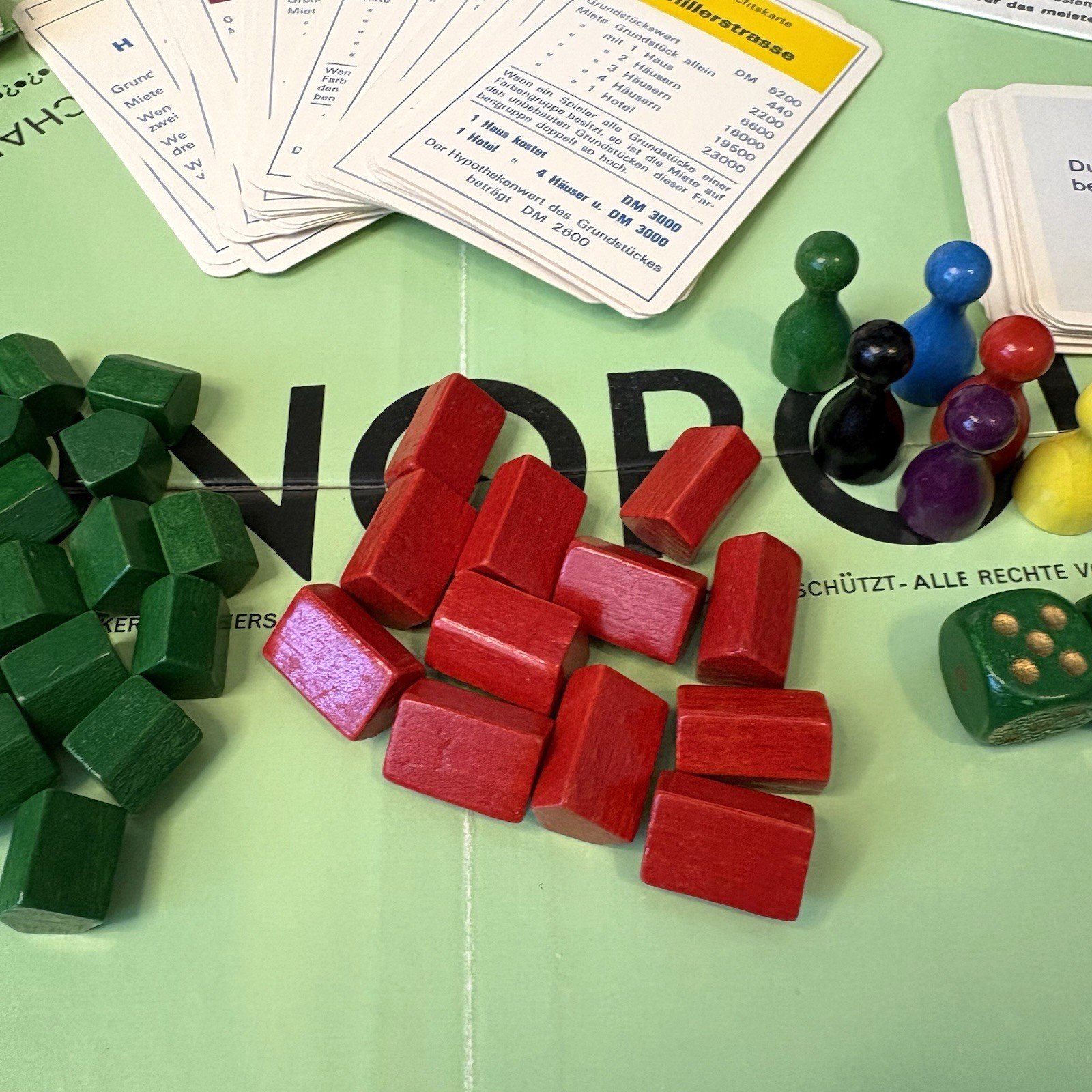 Vintage MONOPOLY Game GERMANY/German All Wooden Pieces Complete 60s