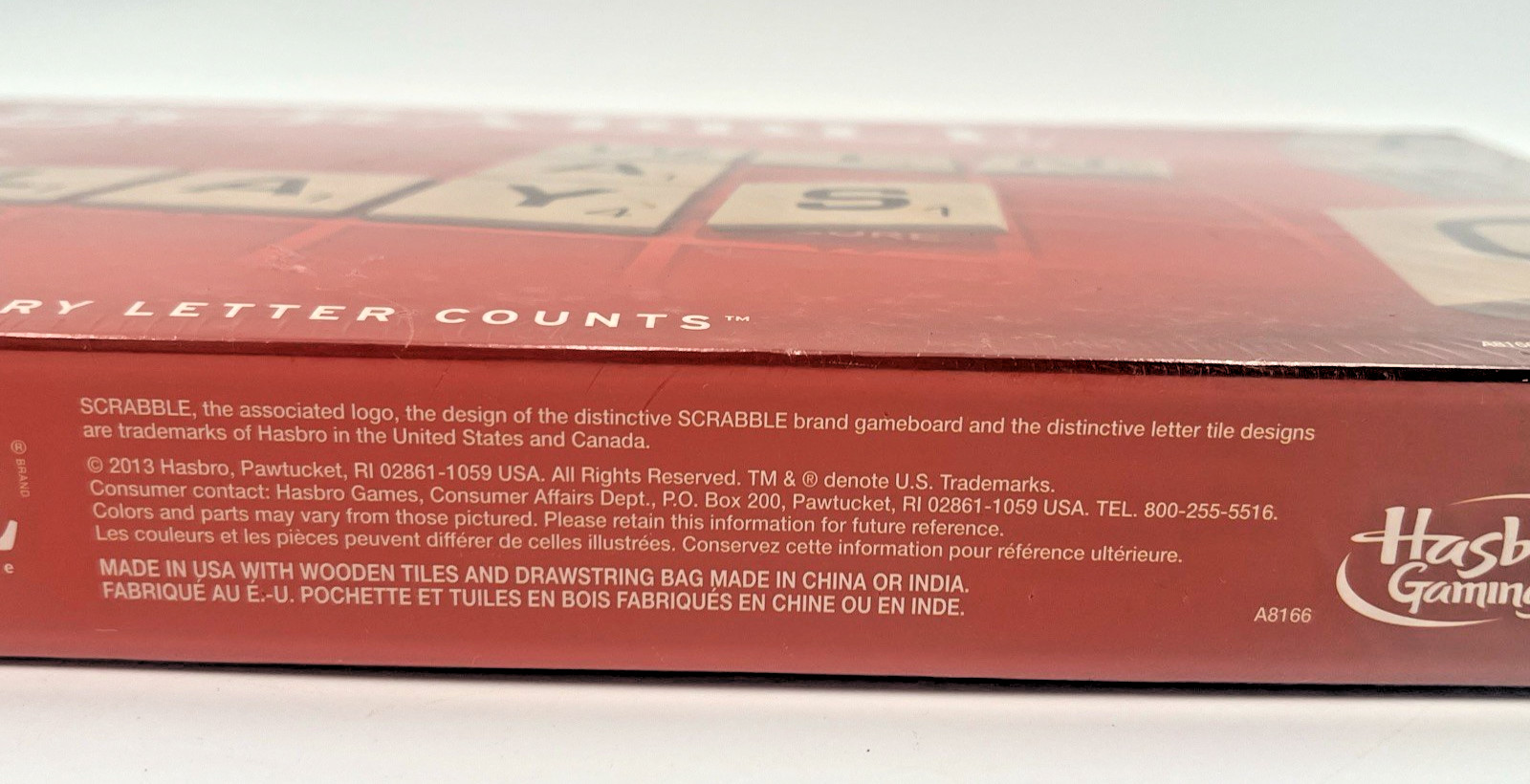 Scrabble Board Game Crossword New Factory Sealed Hasbro A8166 2013 Tiles USA SEE