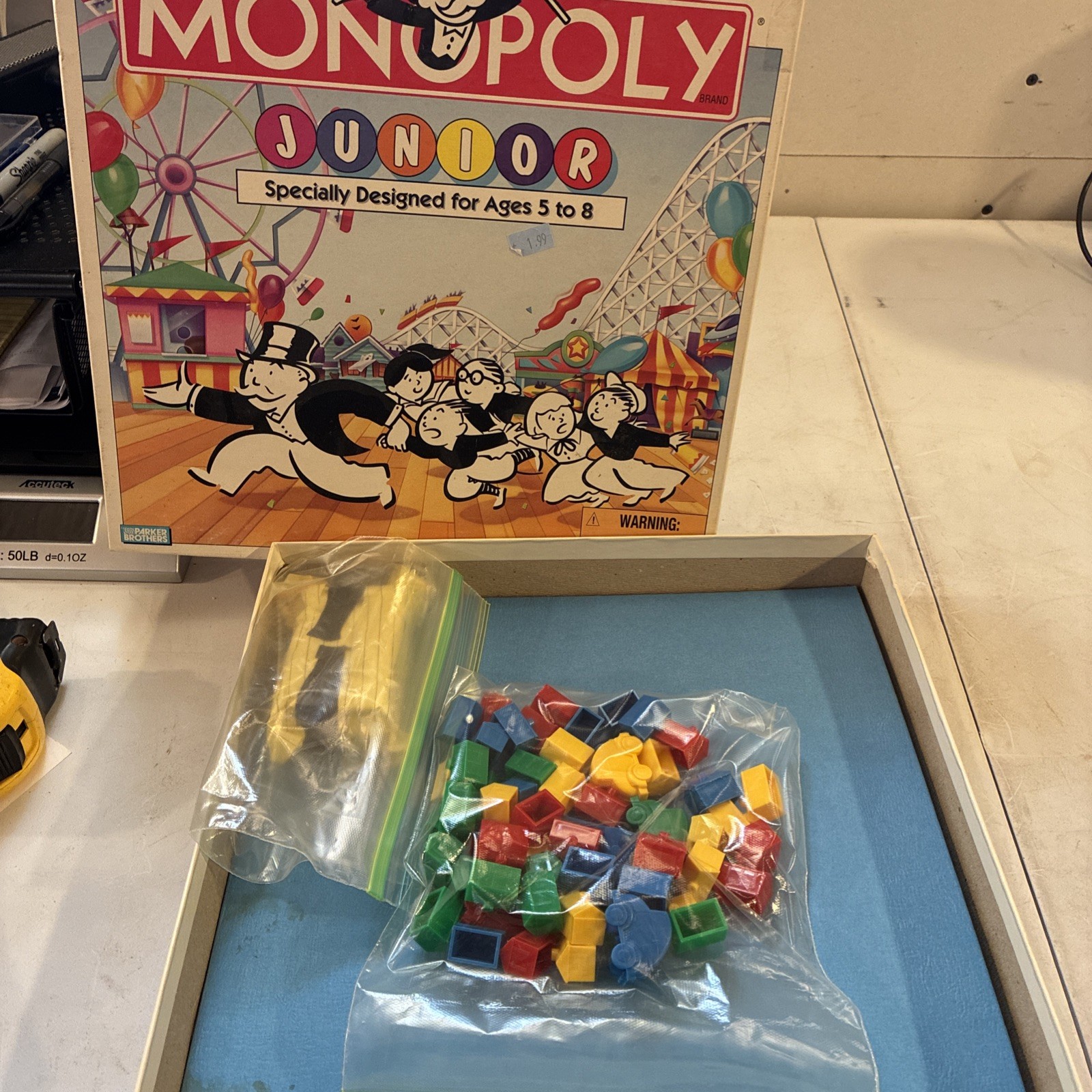 Monopoly Junior 1991 Board Game Parker Brothers Vintage Kids Game Ages 5 to 8