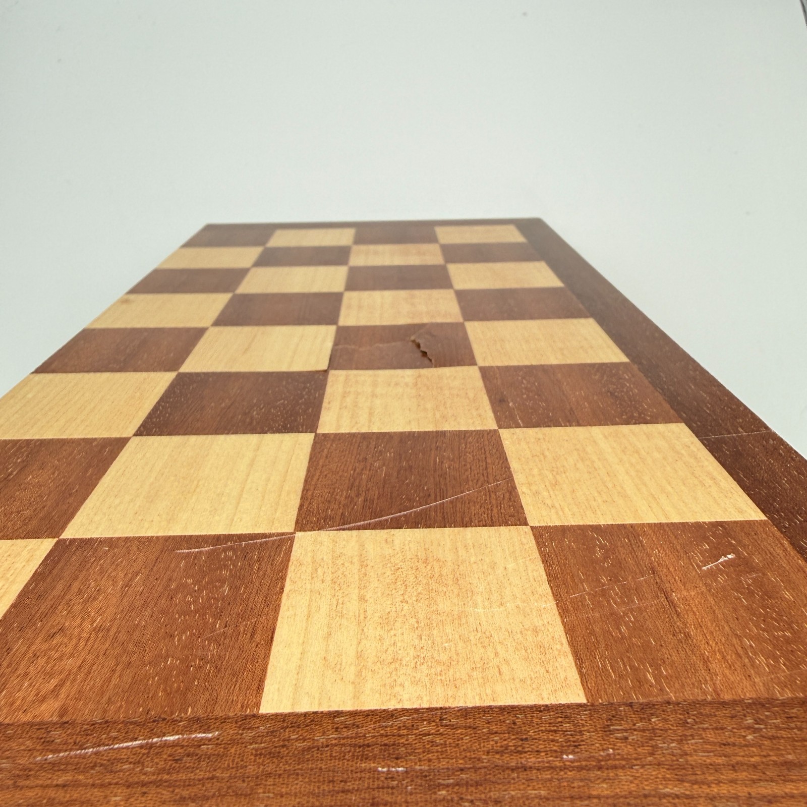 Wooden Folding Checkers Game Board Set w/ Wood Pieces & Storage Case 18″