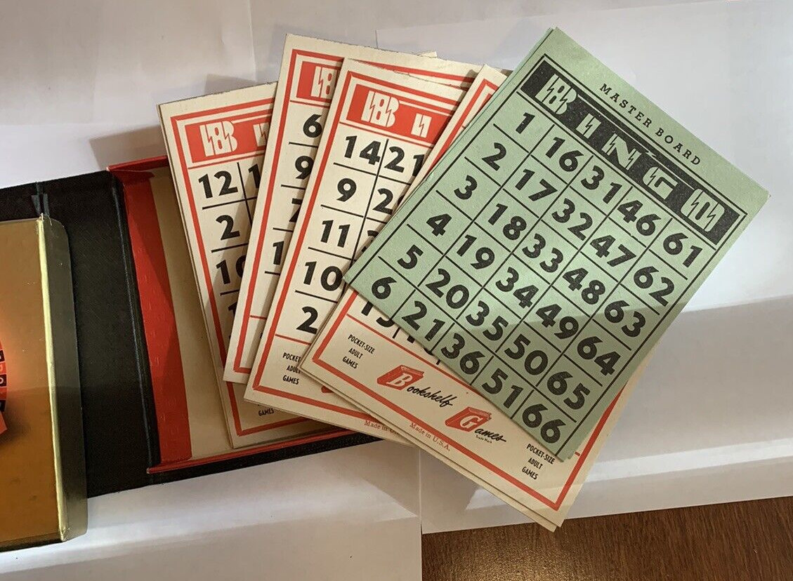 Vintage Lowe’s Pocket Size Bingo Vol. 522 wood markers, vintage bingo game