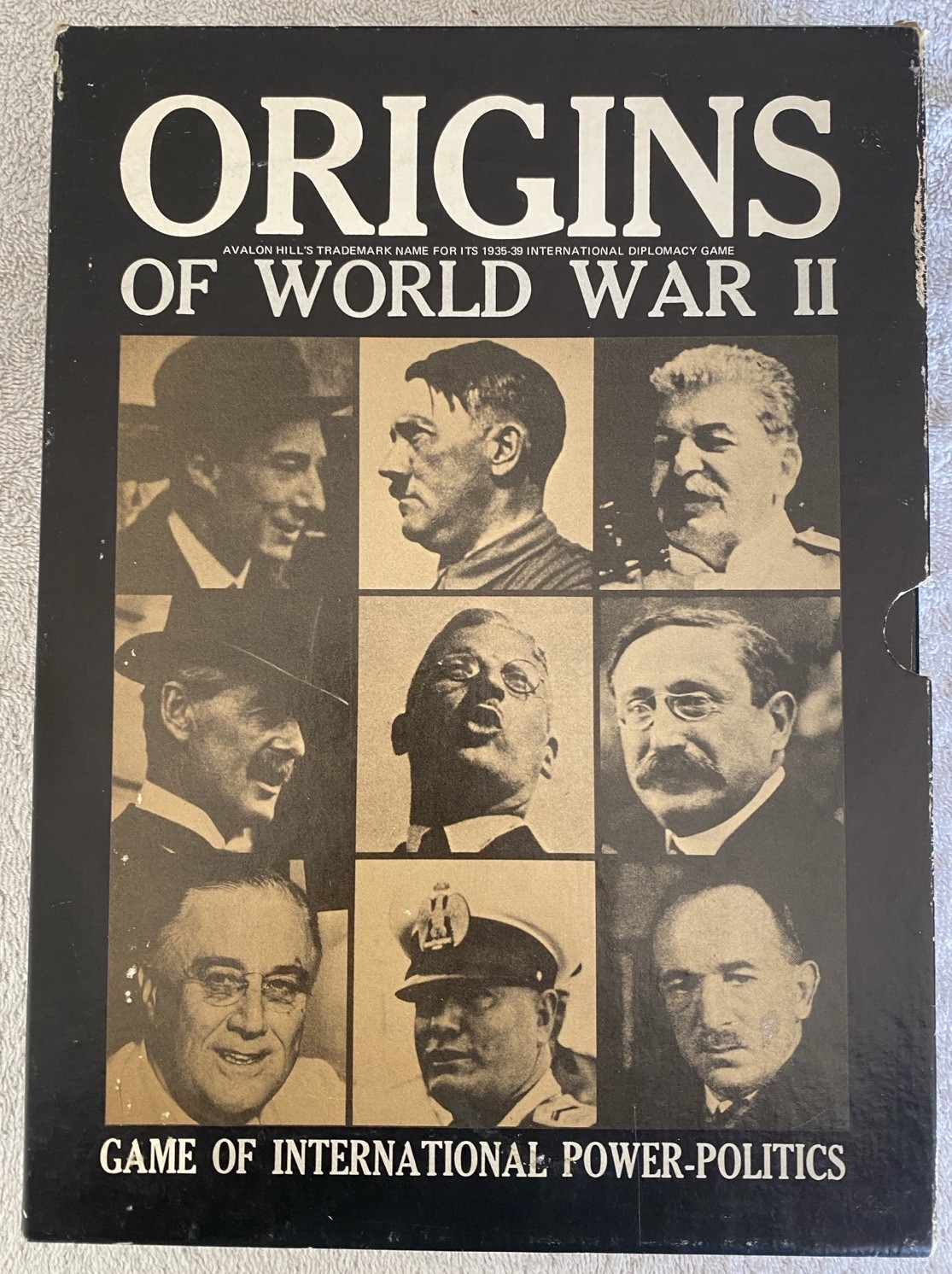 ORIGINS OF WORLD WAR II Board Game Avalon Hill Bookcase Vintage 1971 Unpunched