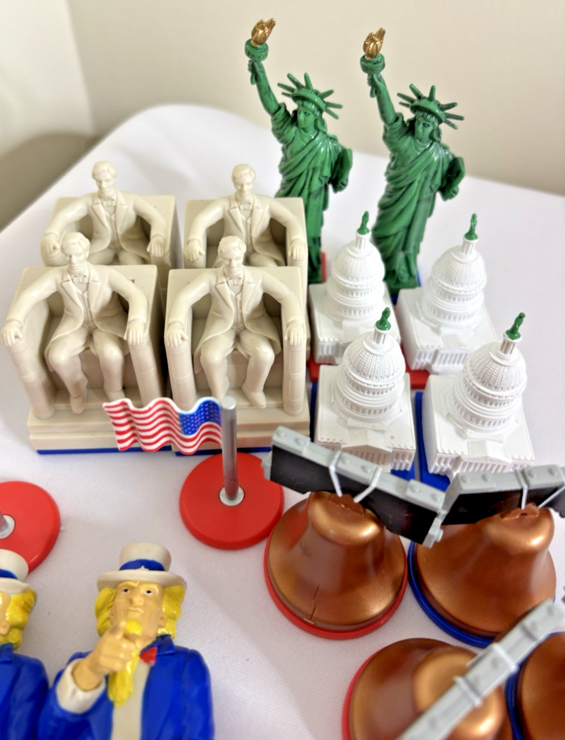 USA Chess Set Patriotic Game PIECES ONLY Flag Bell Lincoln Liberty America 250