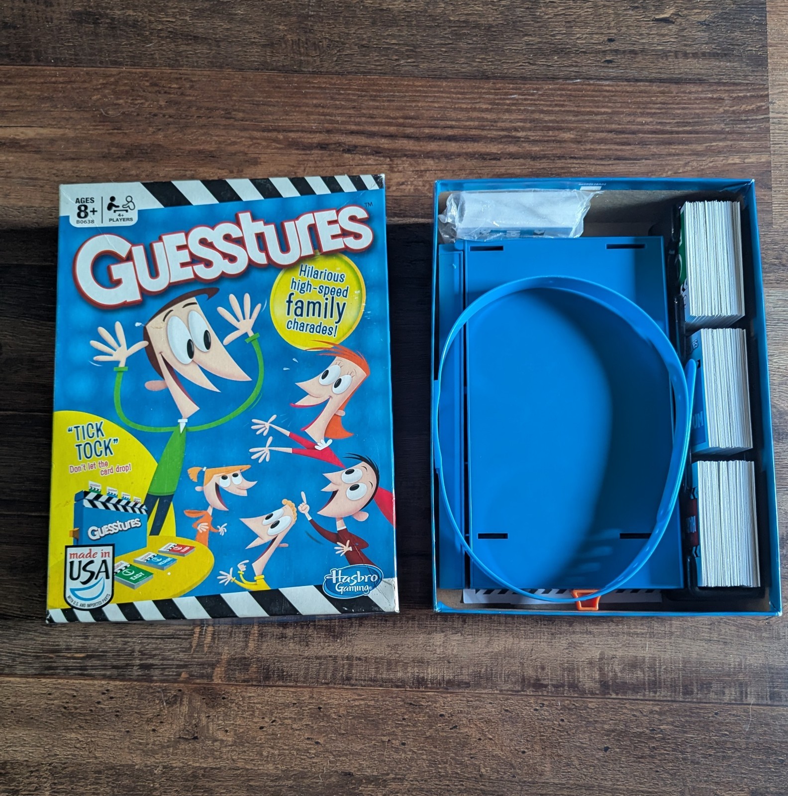 Guesstures Hilarious High-Speed Family Charades Game Ages 8+ Action Timer used