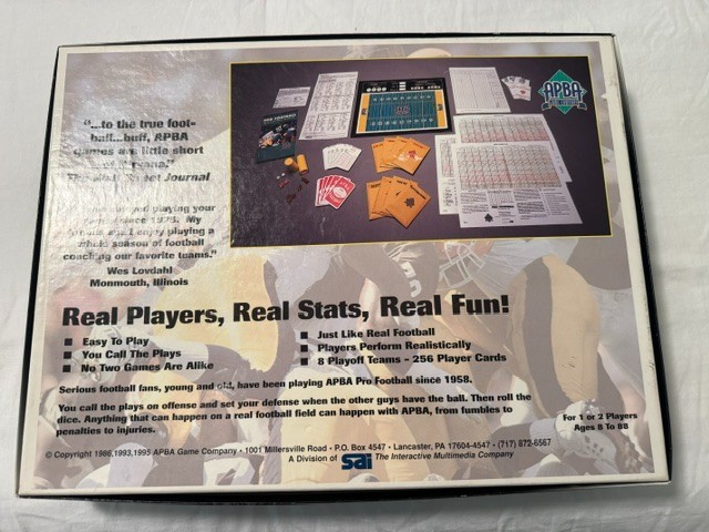 APBA Pro Football 1995 Vintage Board Game Complete Set w Cards #01005 of 12000